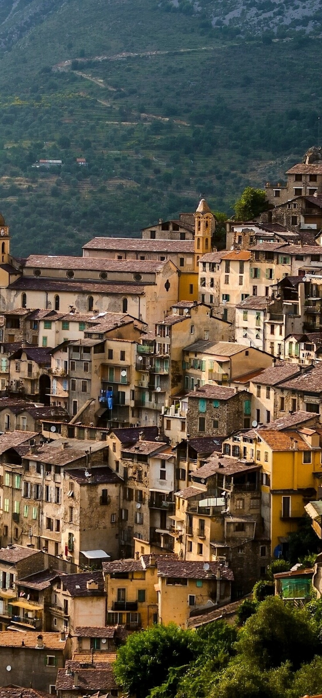 Download 1125x2436 France Town, Europe, Mountain, Buildings Wallpaper for iPhone 11 Pro & X