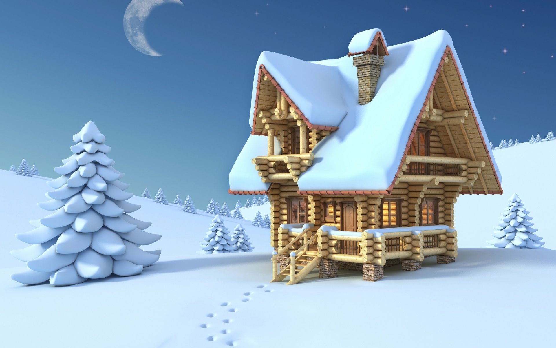House Winter Cartoon 1920×1200 HD Wallpaper. Winter wallpaper, Cartoon trees, Christmas wallpaper