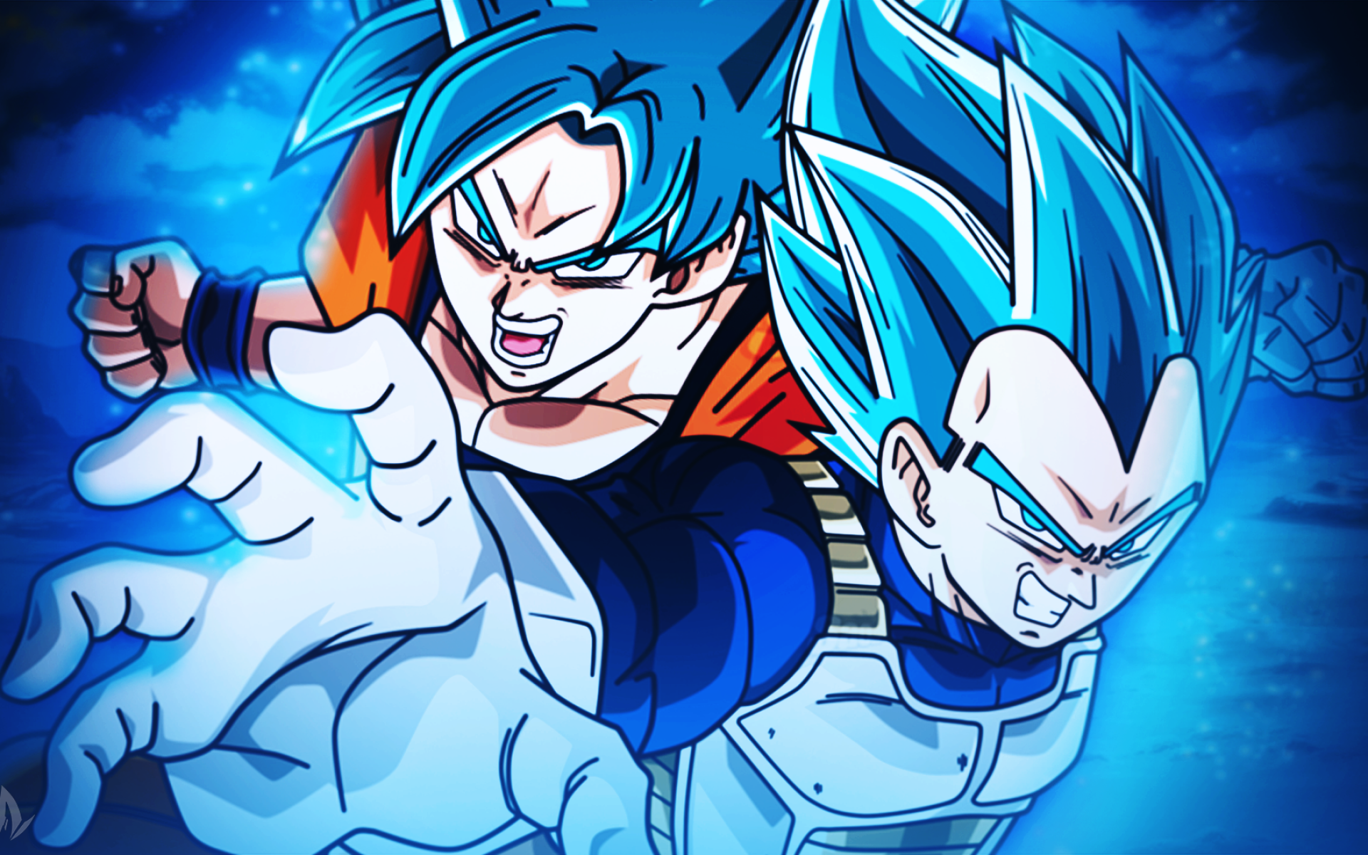 Goku, Vegeta, Art, Dragon Ball, Dbs, Dragon Ball Super, Ball Super Goku E Vegeta Blue