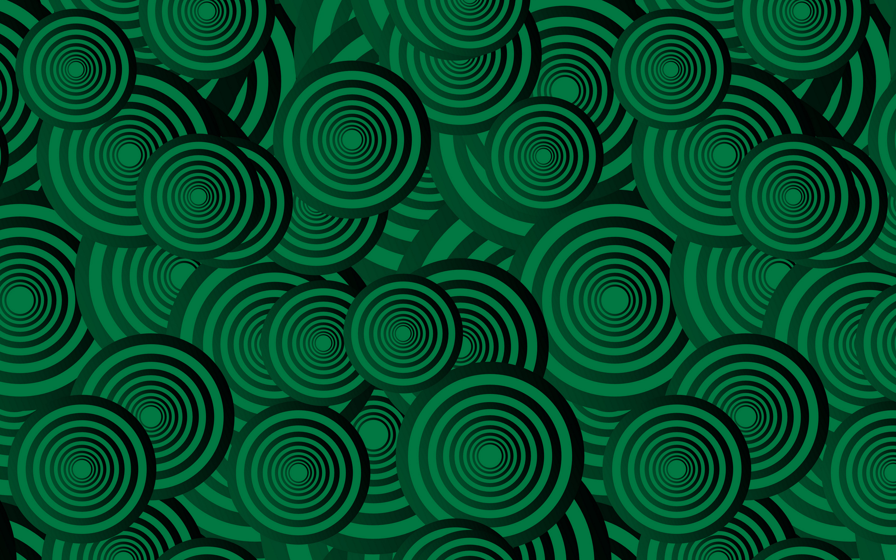 Download wallpaper dark green texture with circles, green circles texture, retro texture, dark creative background, green circles background for desktop with resolution 2880x1800. High Quality HD picture wallpaper
