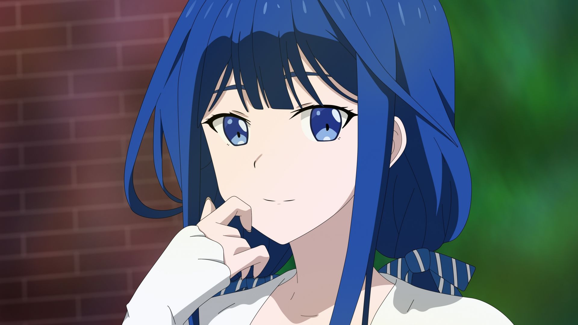 Aki adagaki, cute, anime girl, blue hair wallpaper, HD image, picture, background, 53eb9b