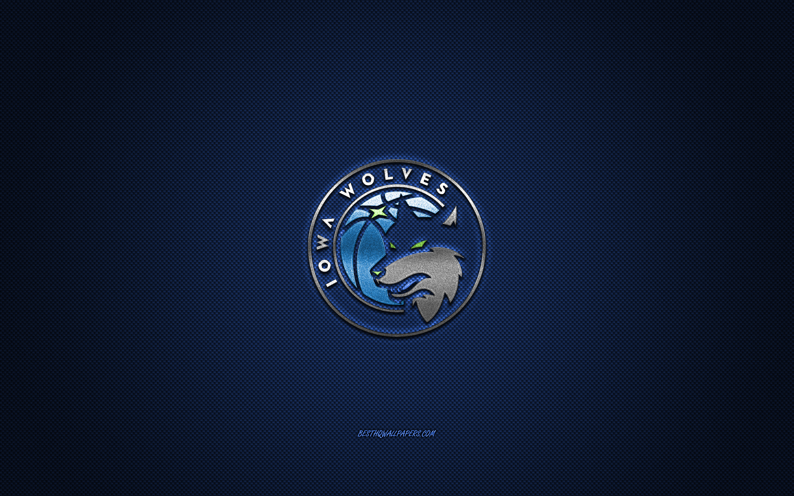 Download wallpaper Iowa Wolves, American basketball club, blue logo, blue carbon fiber background, NBA G League, basketball, Iowa, USA, Iowa Wolves logo for desktop with resolution 2560x1600. High Quality HD picture wallpaper