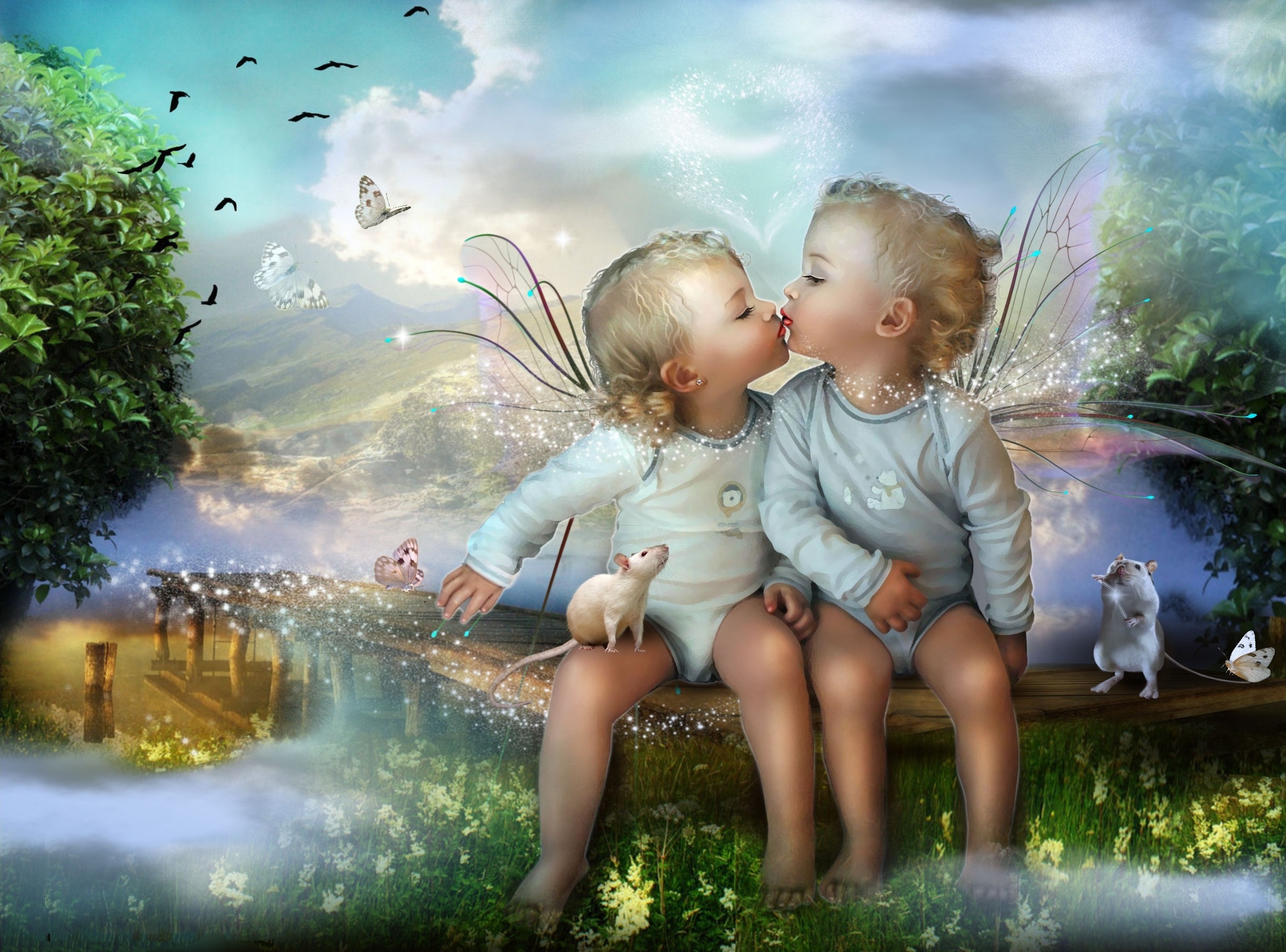 children, Child, Baby, Cute, Fantasy, Magic, Magical, Bokeh, Mood, Fairy, Wings, Love Wallpaper HD / Desktop and Mobile Background