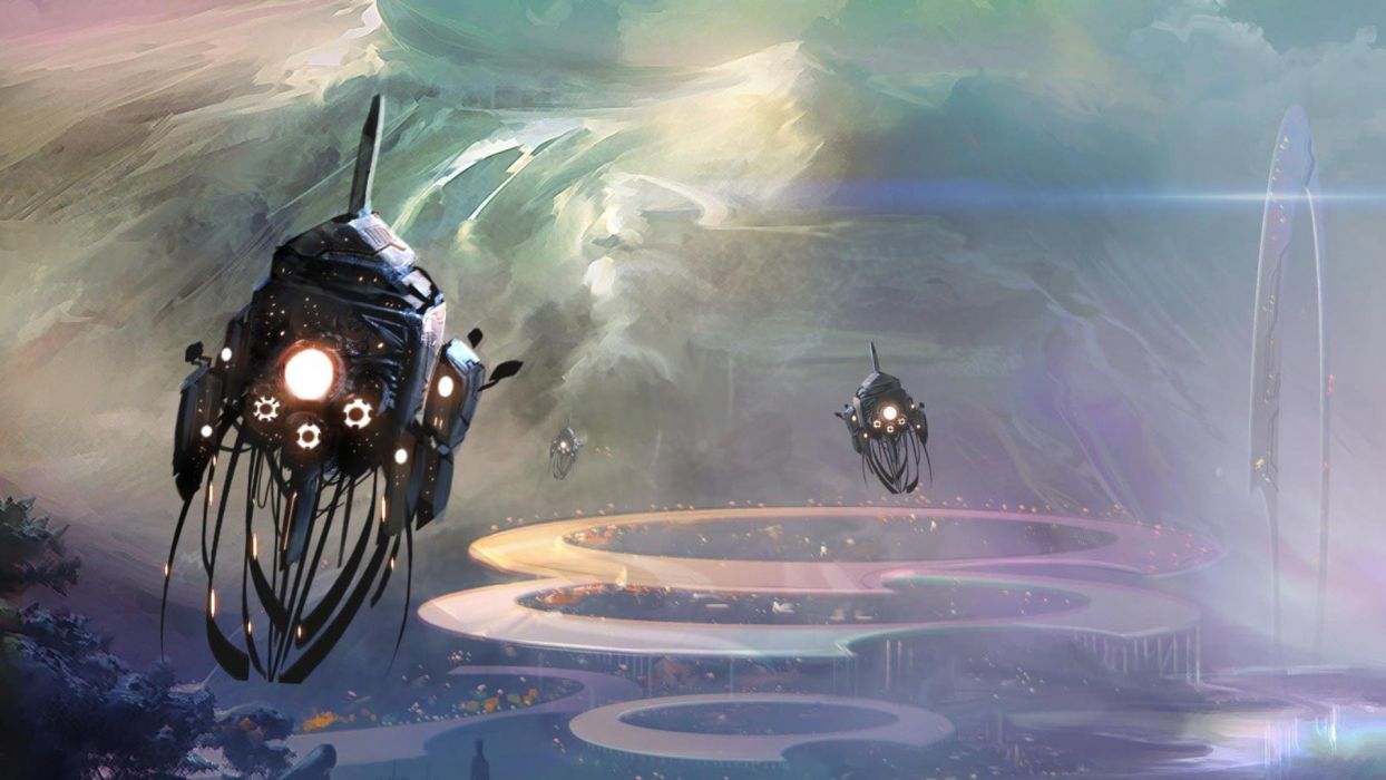 Sci Fi Matte Painting Spaceship Wallpaperx1080