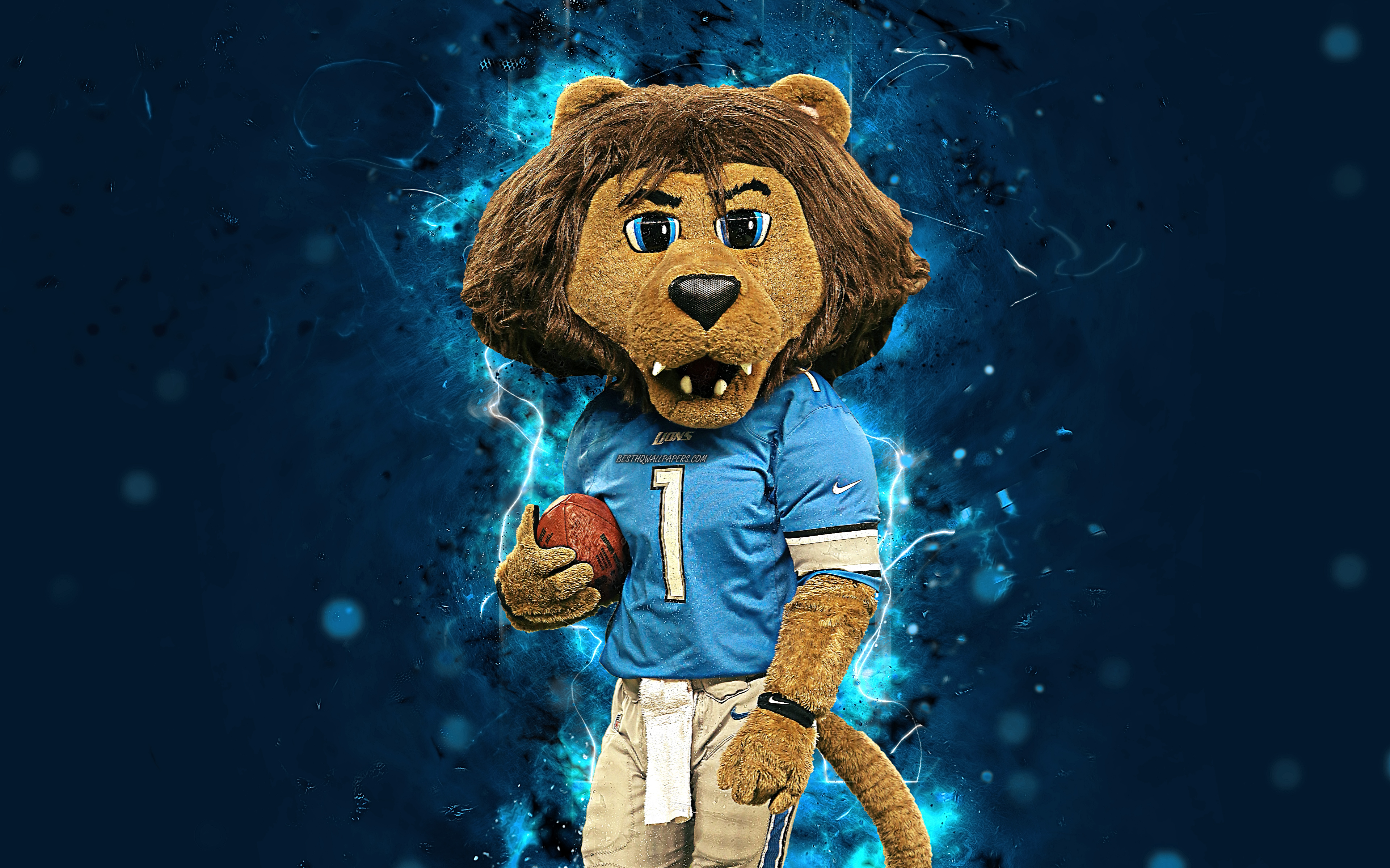 Download wallpaper Roary, 4k, mascot, Detroit Lions, abstract art, NFL, creative, USA, Detroit Lions mascot, National Football League, NFL mascots, official mascot for desktop with resolution 3840x2400. High Quality HD picture wallpaper