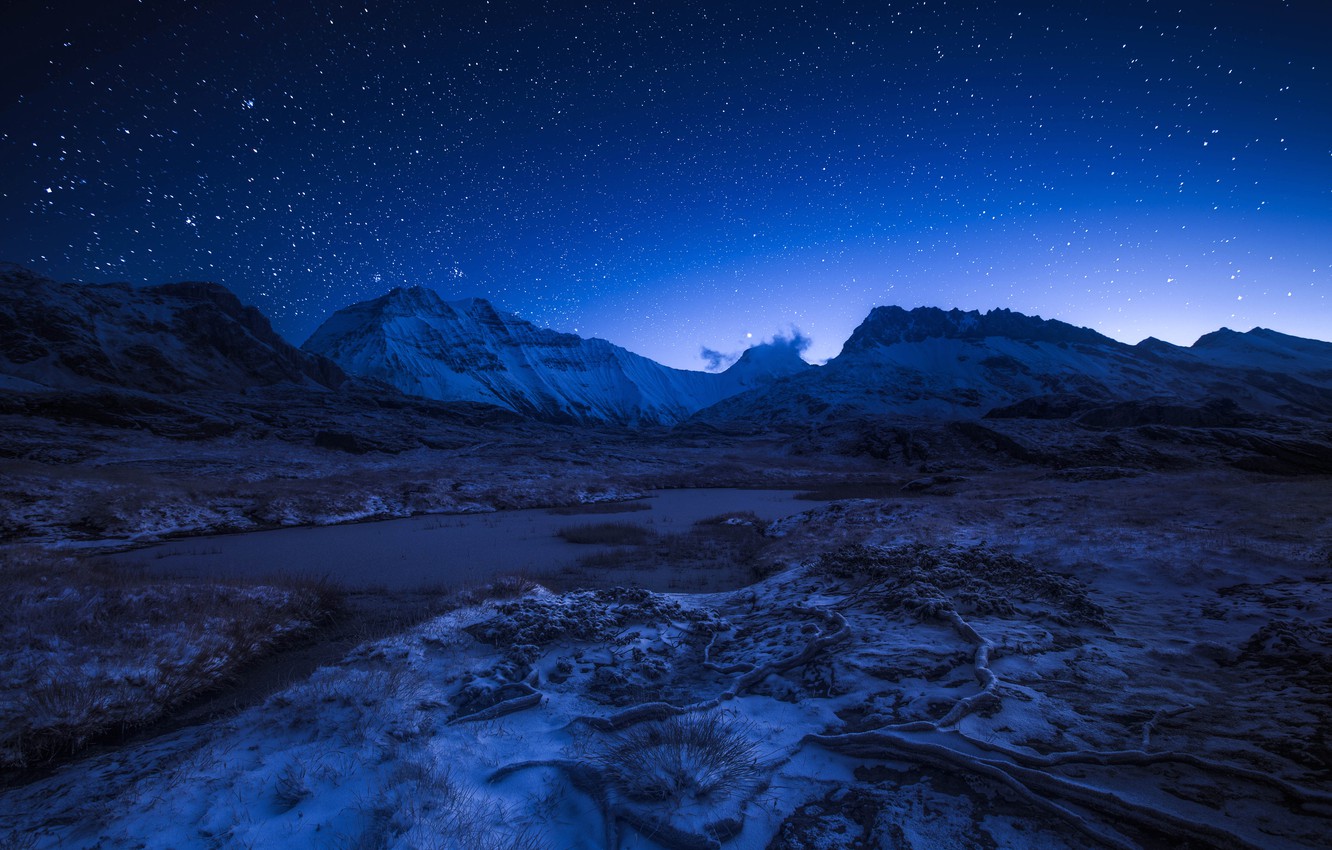 Wallpaper stars, mountains, night, France, Alps image for desktop, section природа