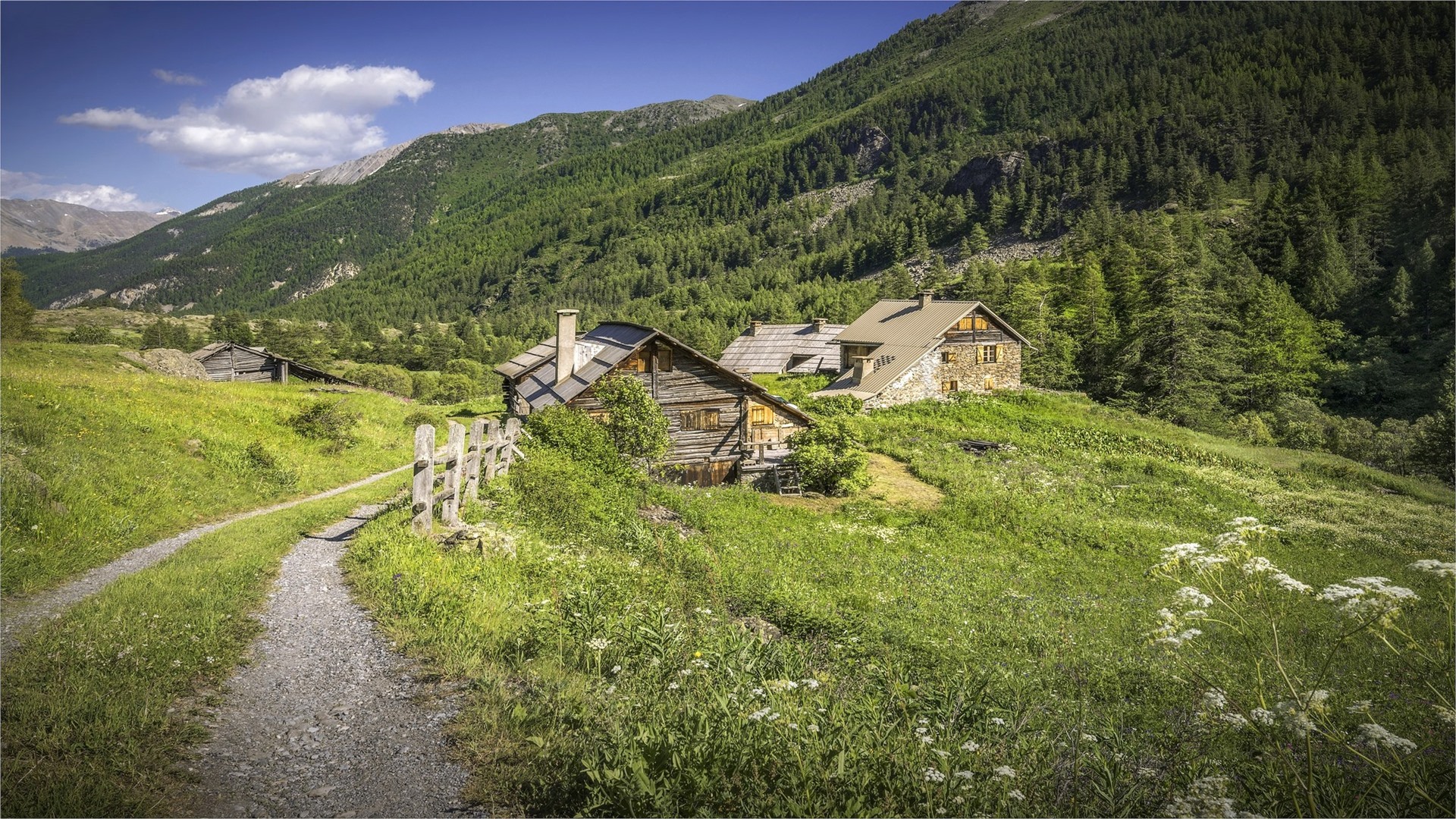 Wallpaper France, Alps, houses, trees, mountains 1920x1080 Full HD 2K Picture, Image