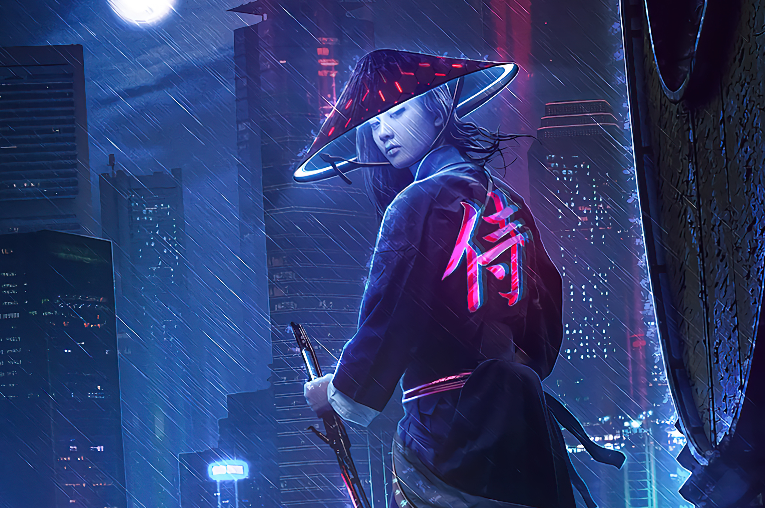 Neon Samurai Girl 4k Chromebook Pixel HD 4k Wallpaper, Image, Background, Photo and Picture