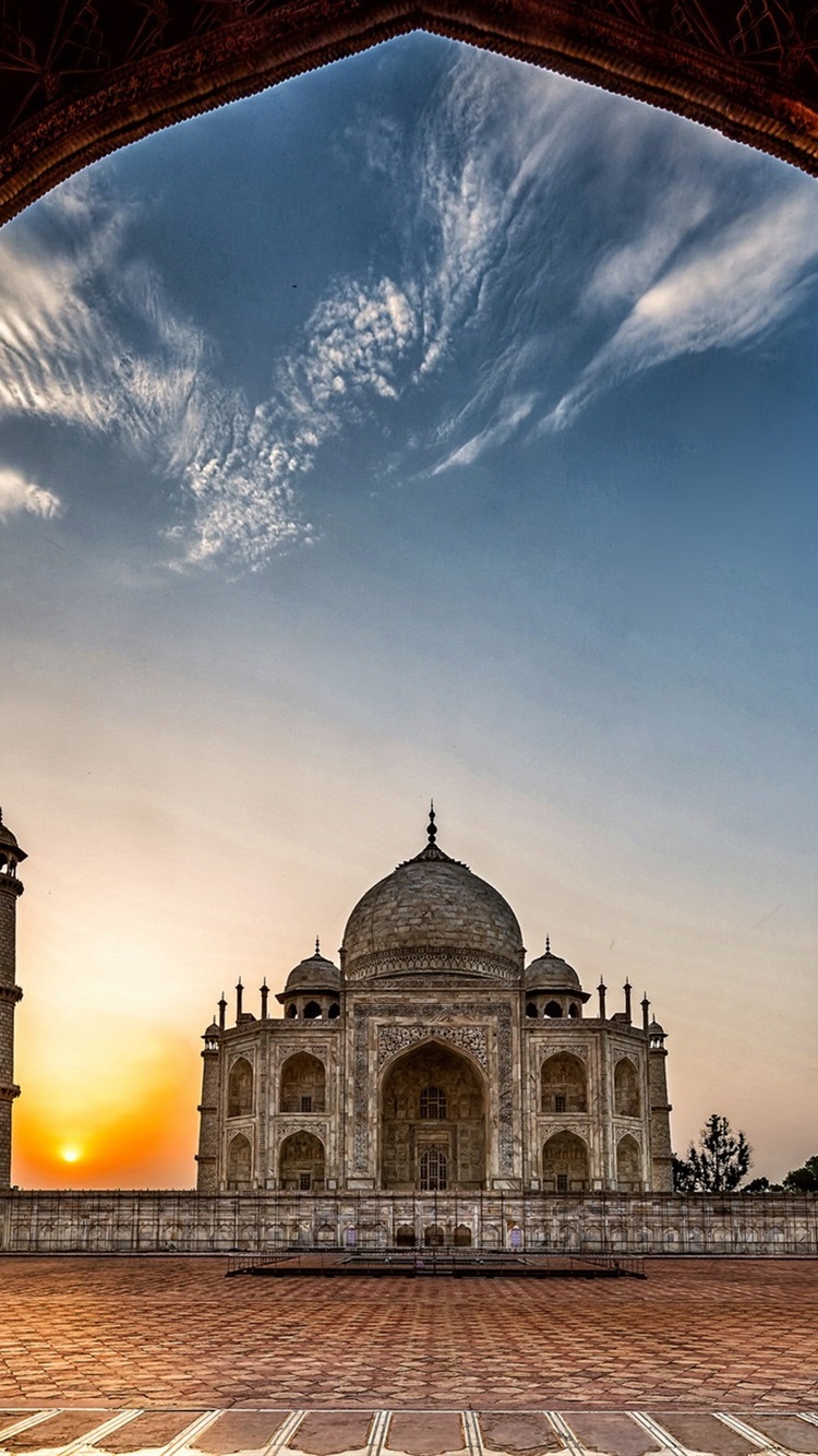 India, Taj Mahal, Mosque, Gate, Dawn 750x1334 IPhone 8 7 6 6S Wallpaper, Background, Picture, Image