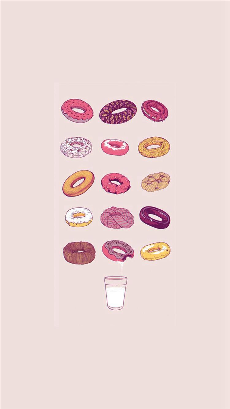 Delicious Donuts Milk Glass Illustration iPhone 8 Wallpaper Free Download