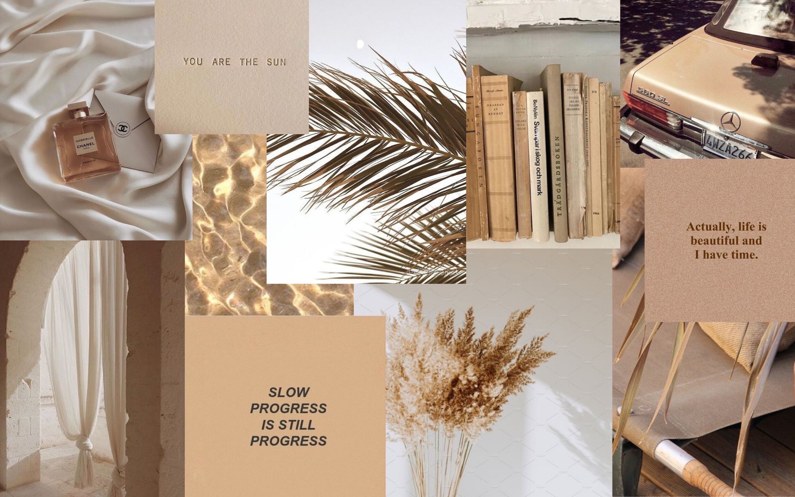 Beige Aesthetic Collage Laptop Wallpaper