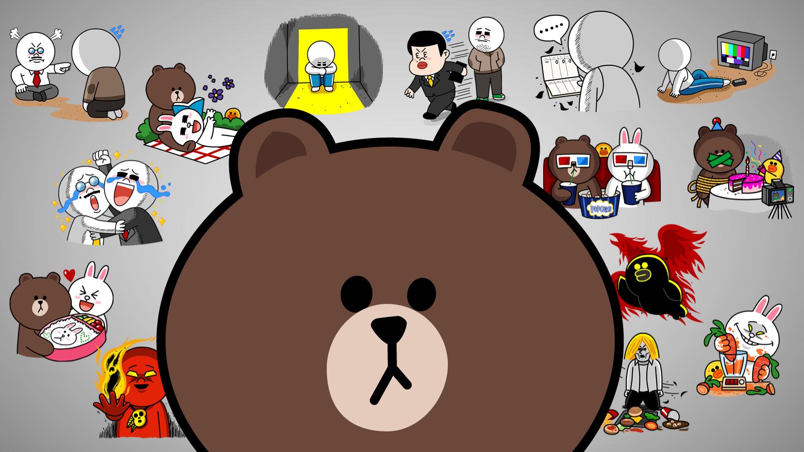 Line Brown Bear Desktop