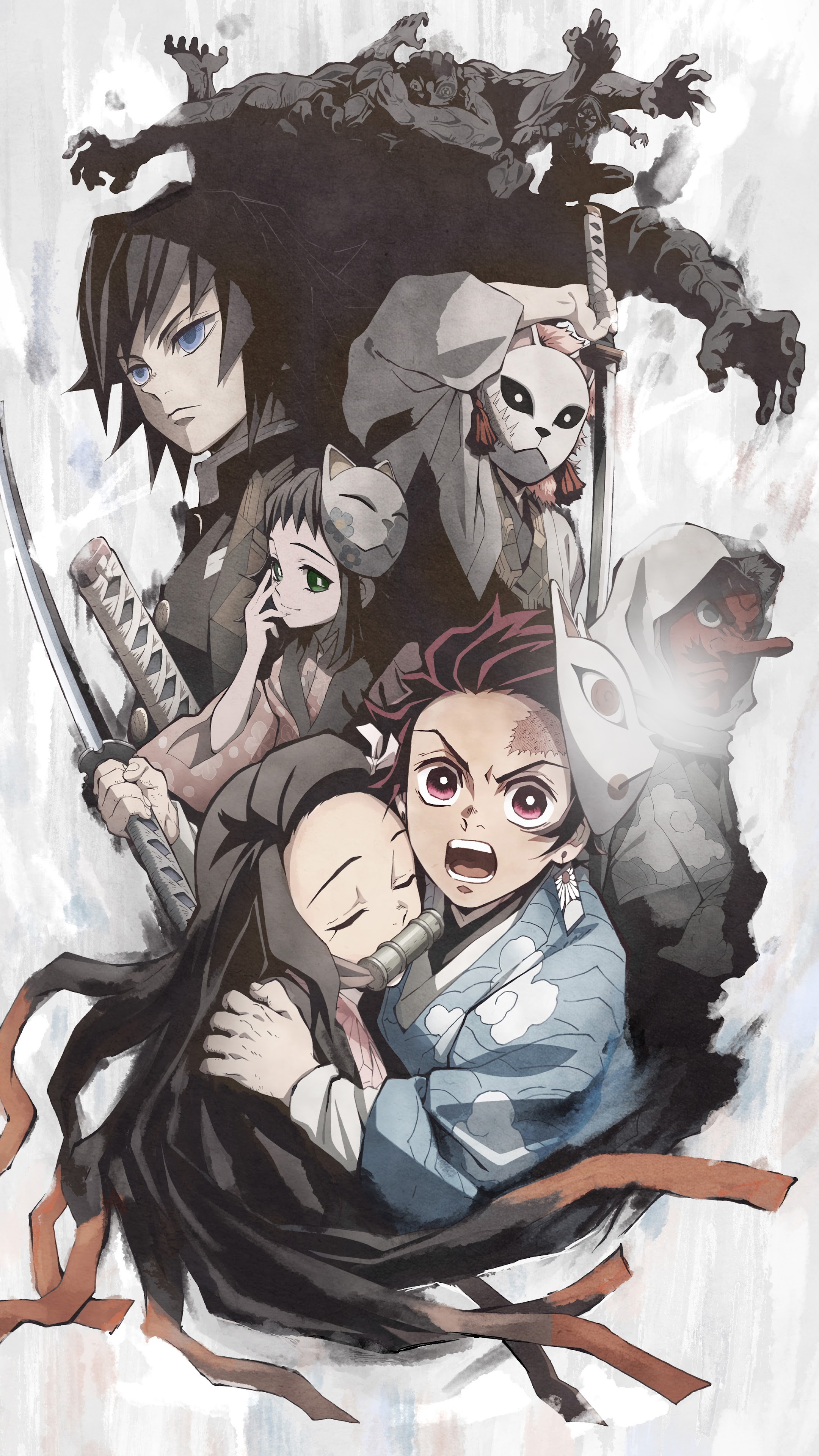 Kimetsu no Yaiba Characters Tanjirou Kamado Nezuko Kamado Phone iPhone 4K Wallpaper free Download