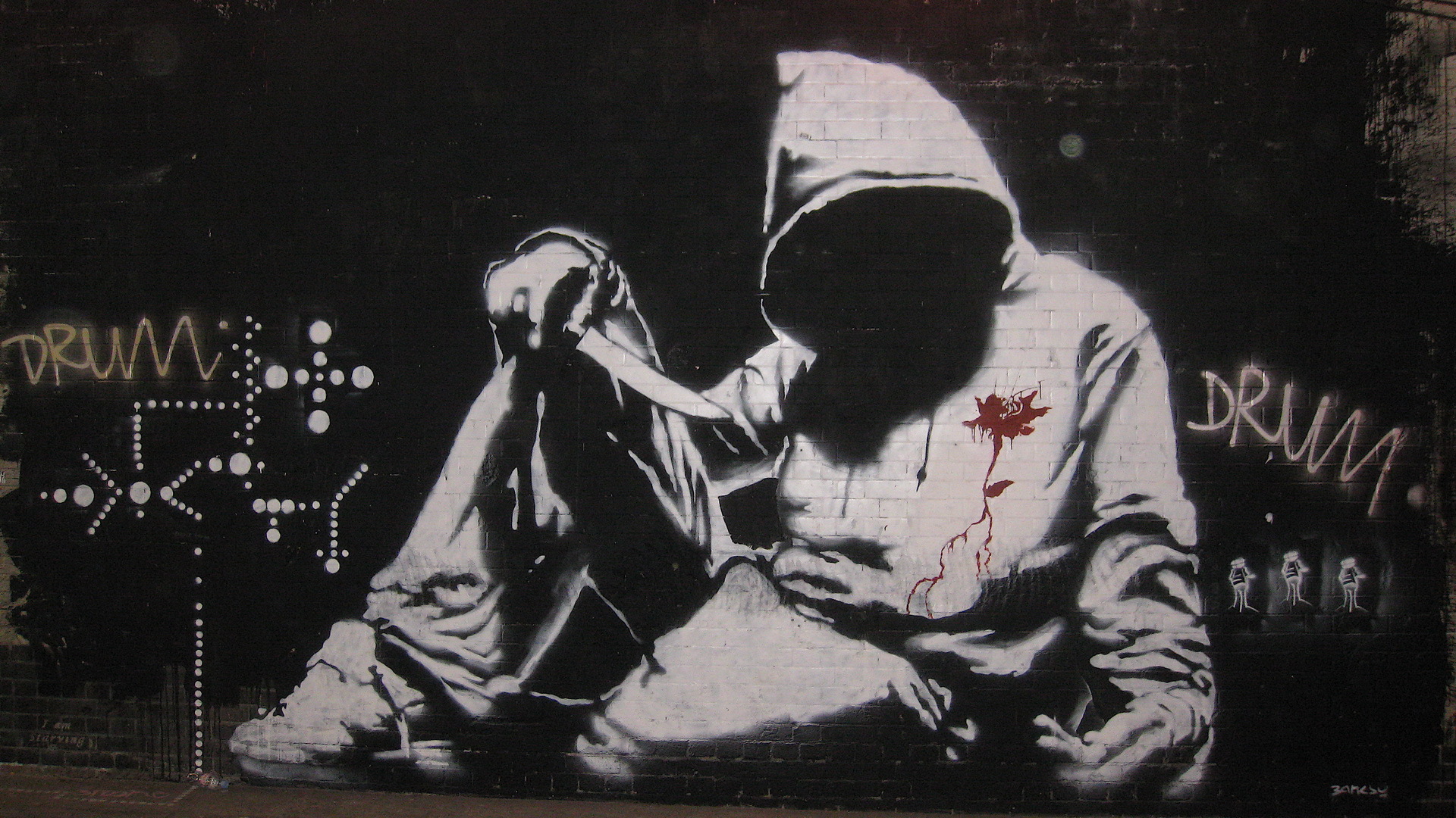 Dark anarchy graffiti hood weapons knife art urban wallpaperx1080