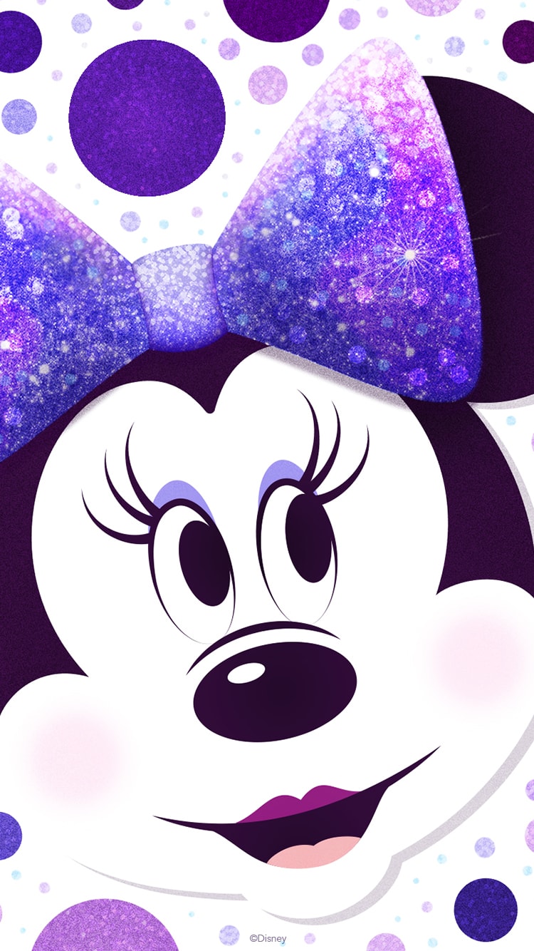Minnie Mouse Purple Polka Dots Wallpaper