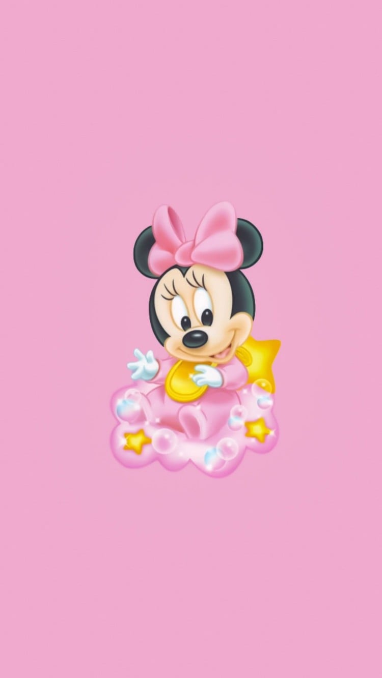 Mickey Mouse Disney Aesthetic Wallpaper, Baby Minnie Mouse on Yellow Chair Wallpaper