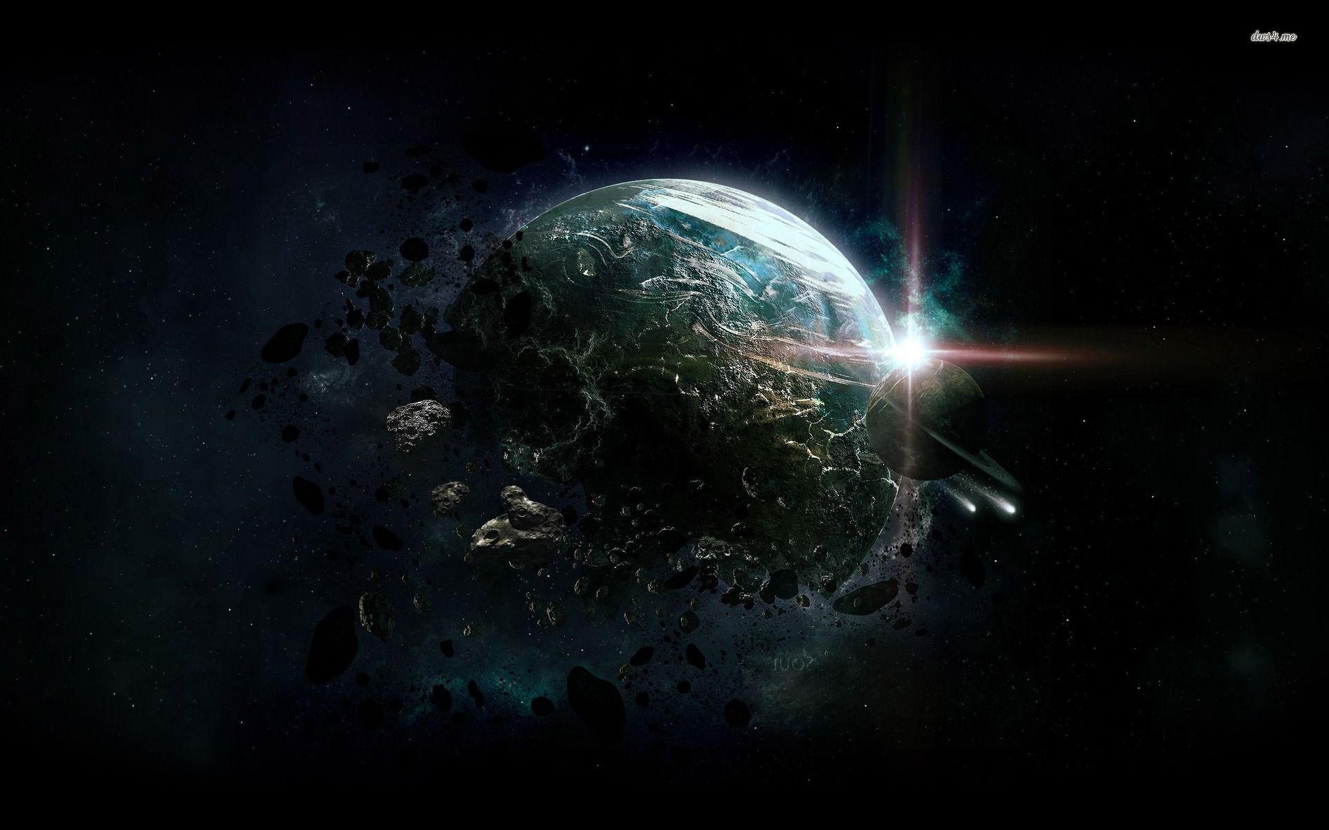 asteroid destroying earth wallpaper