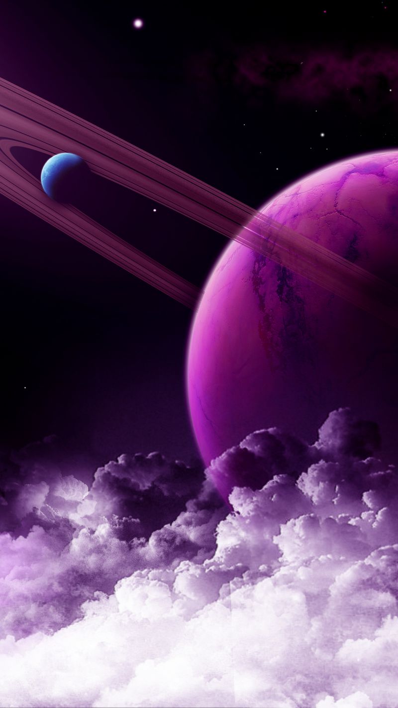 Download Wallpaper 800x1420 Planet, Ring, Purple, Clouds, Space Iphone Se 5s 5c 5 For Parallax HD Background