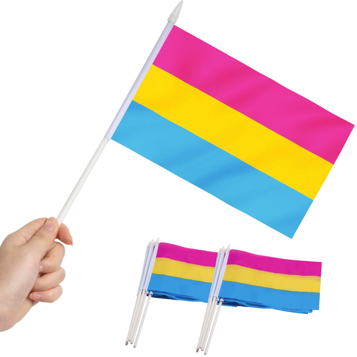 Pack Pansexual Pride Flags LGBTQ Accessory, 5 x 3 Feet Striped Pink, Yellow and Blue Flag for Party, Parades, Social Events, Support Pride Lesbian, Gay, Transgender, Queer, Home Decoration