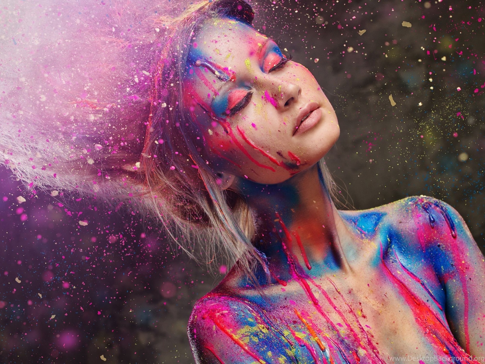 Beautiful Girl, Fashion Style, Paint, Colorful Wallpaper Desktop Background