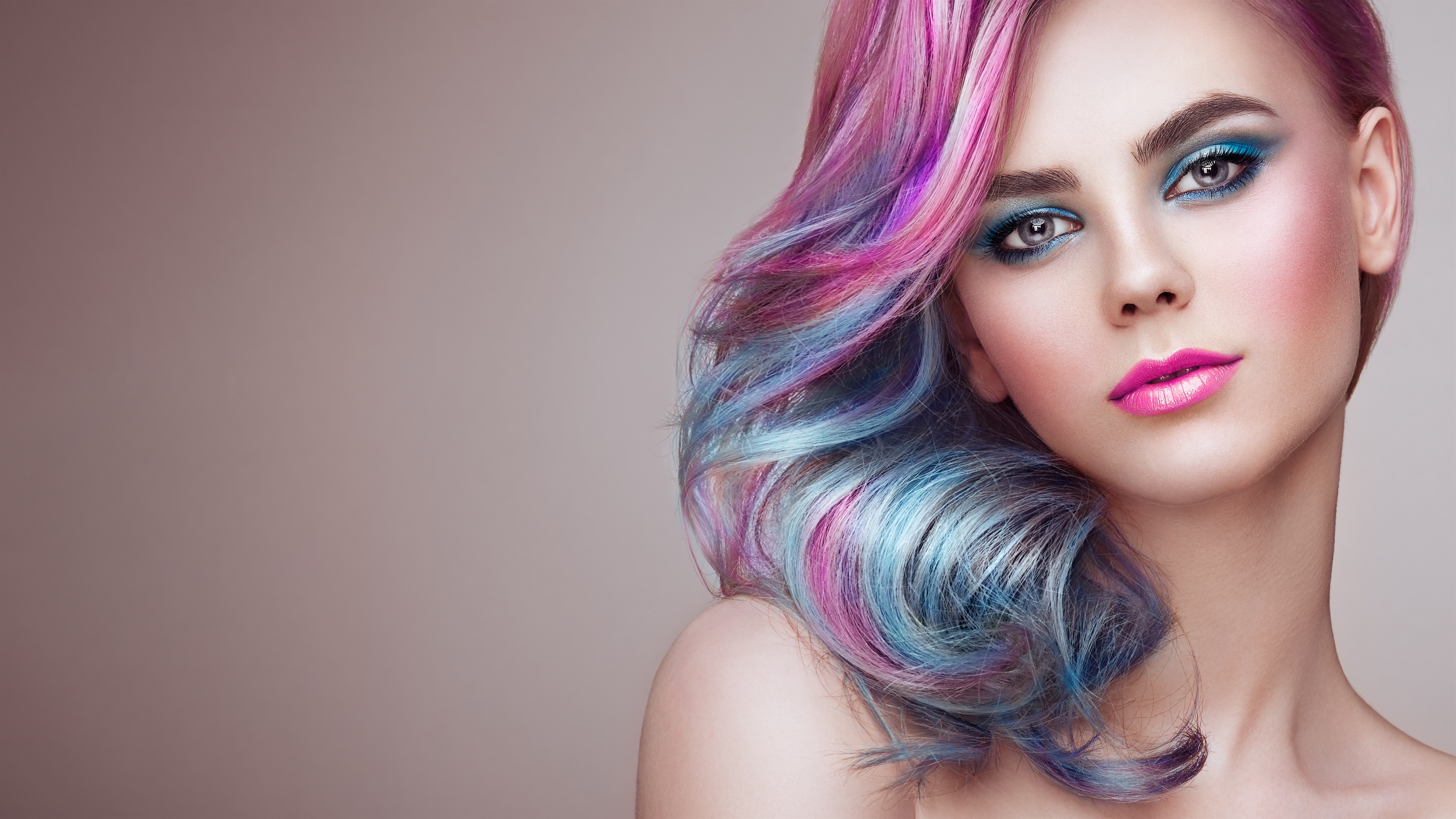 Wallpaper Beautiful Fashion Girl, Hairstyle, Pink Hairs