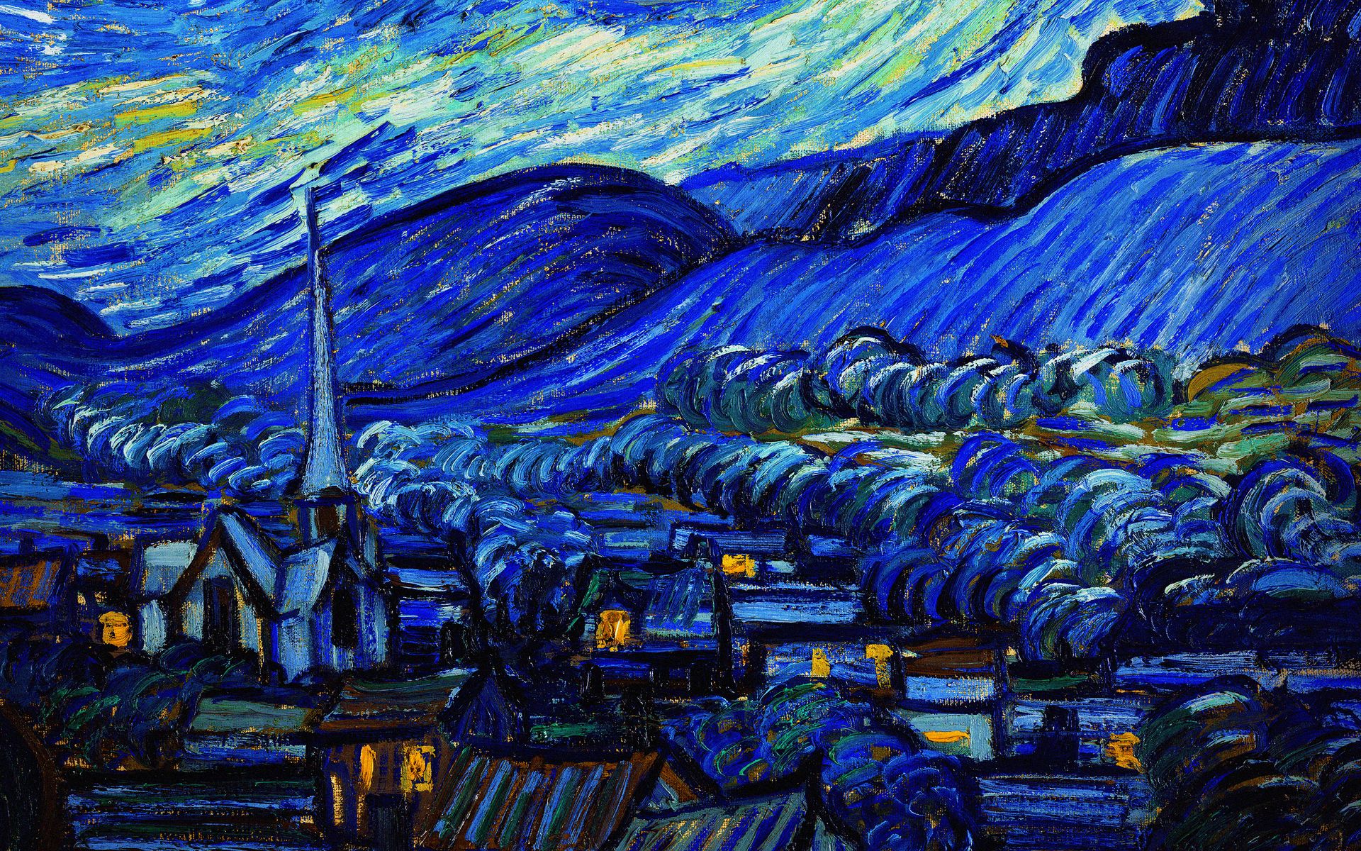 Download wallpaper 1920x1200 van gogh, starry night, night, paint, painting widescreen 16:10 HD background