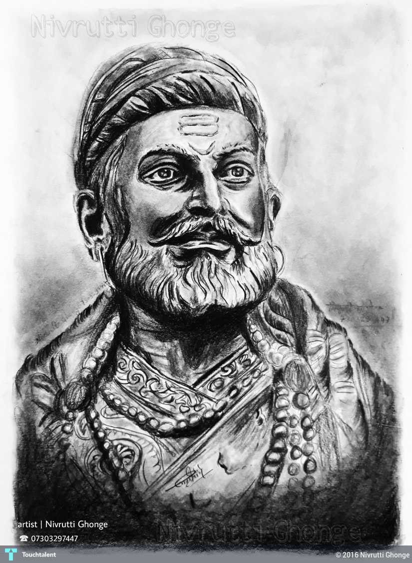 Shivaji Maharaj black and white sketch (Available in 3 sizes) Historical  Canvas Paining for Living room by PaintingHub (Painting by Artist Milind  Shimpi) (Large : 29