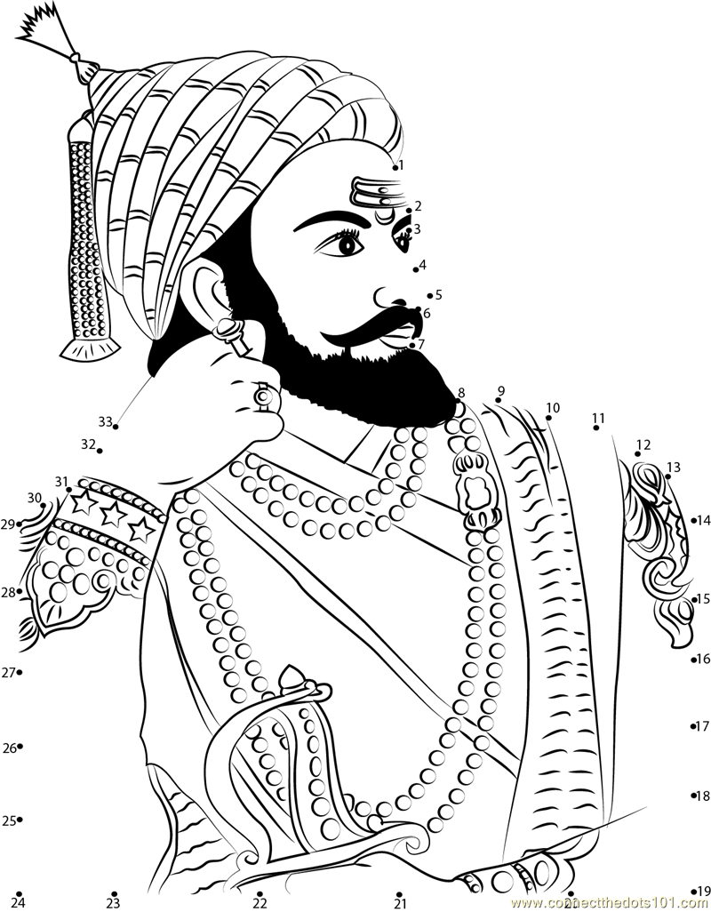 Shivaji Maharaj dot to dot printable worksheet The Dots