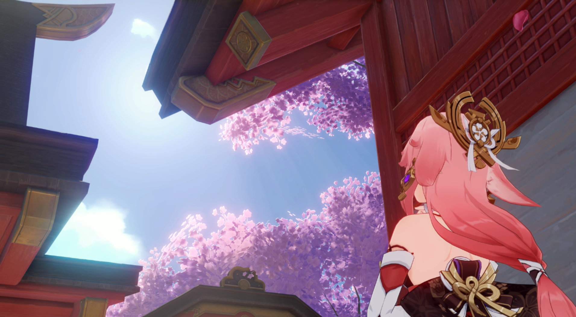 Yae desktop wallpaper i got from a cutscene :>