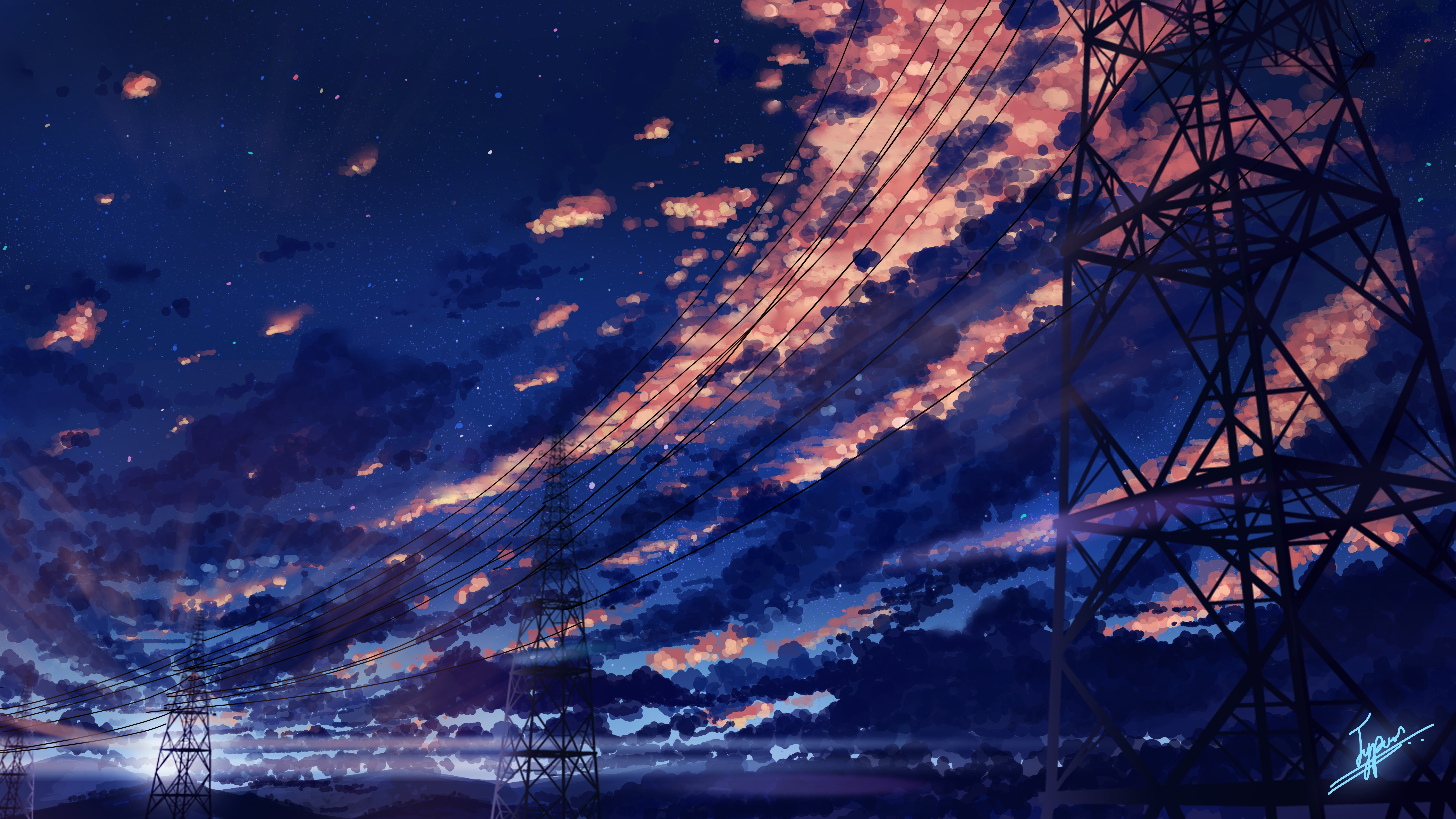 Sky Clouds Sunrise Scenery Anime 8K Wallpaper