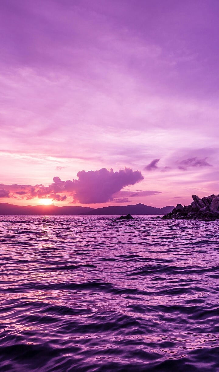 cloud, nature, purple, sea, wallpaper, purple sunset
