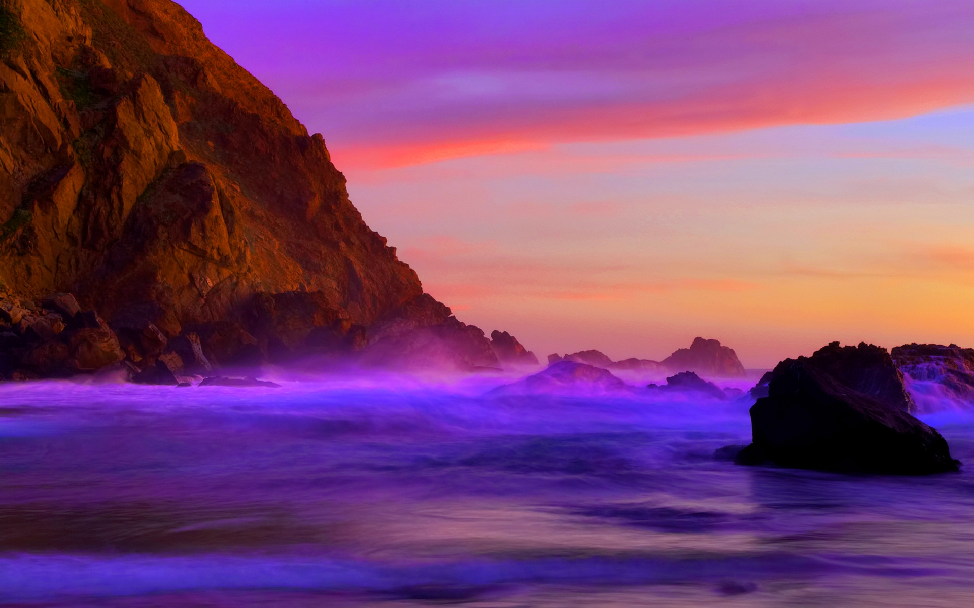 Purple Coastline HD Wallpaper