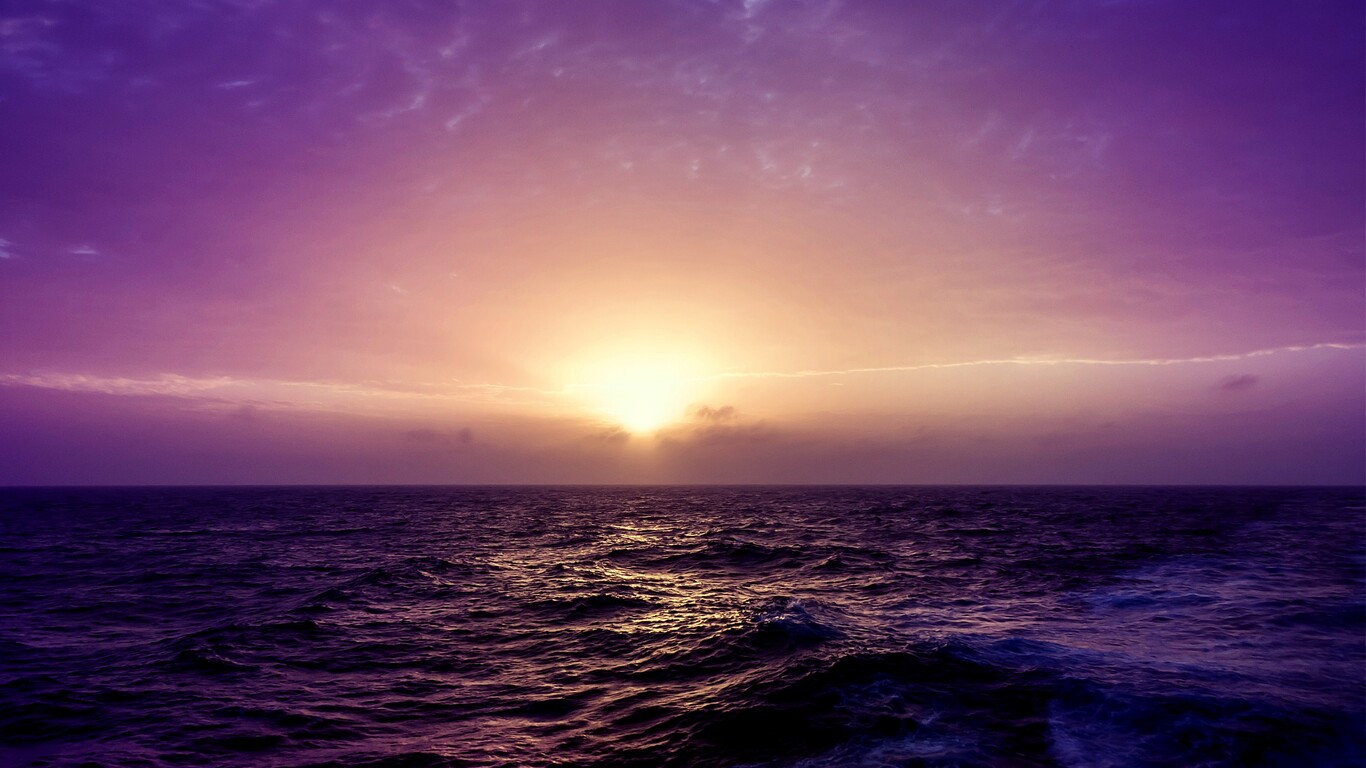 Sea Sunset Purple 1366x768 Resolution HD 4k Wallpaper, Image, Background, Photo and Picture