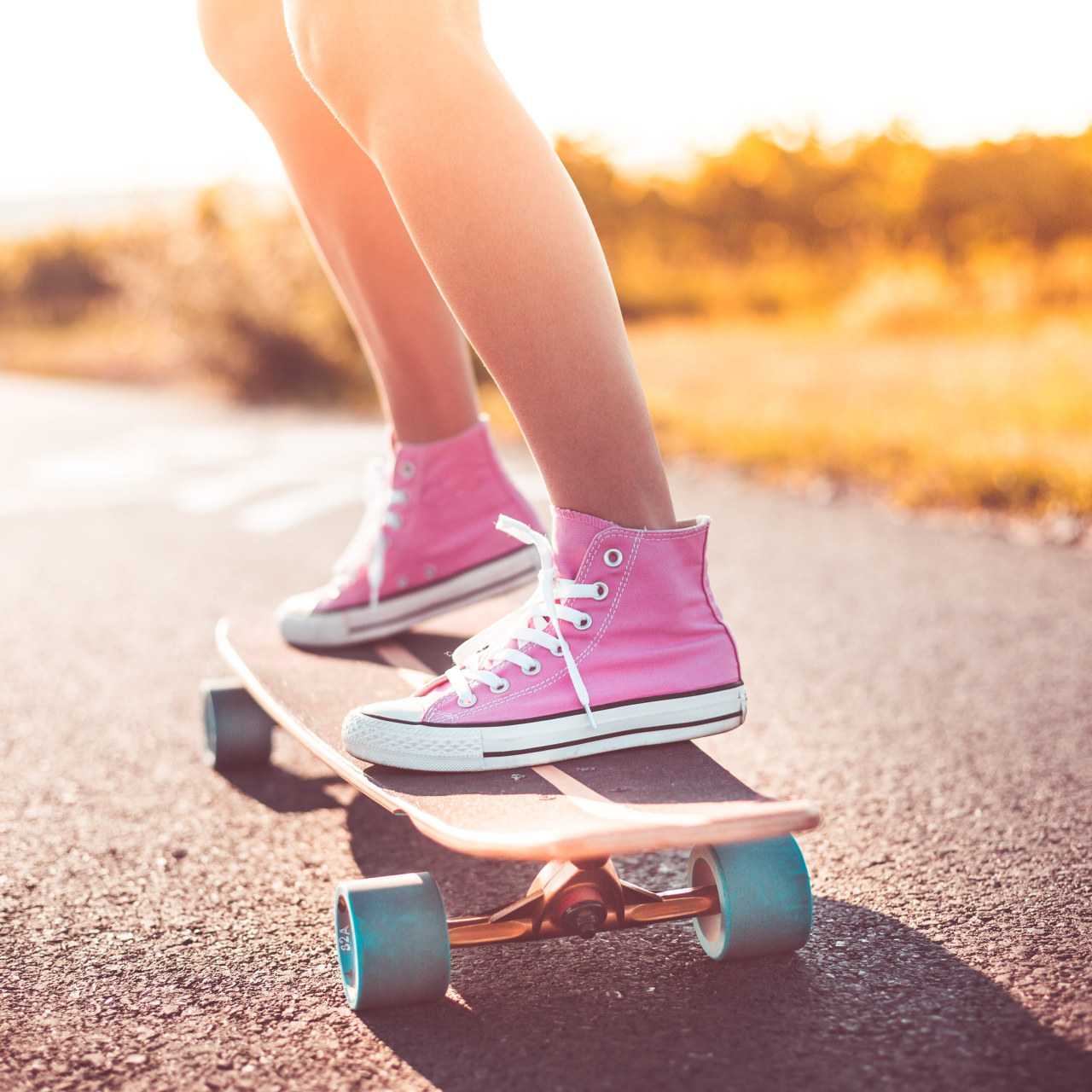 Wallpaper Young Girl With Pink Shoes Riding A Longboard, Active, Crazy • Wallpaper For You