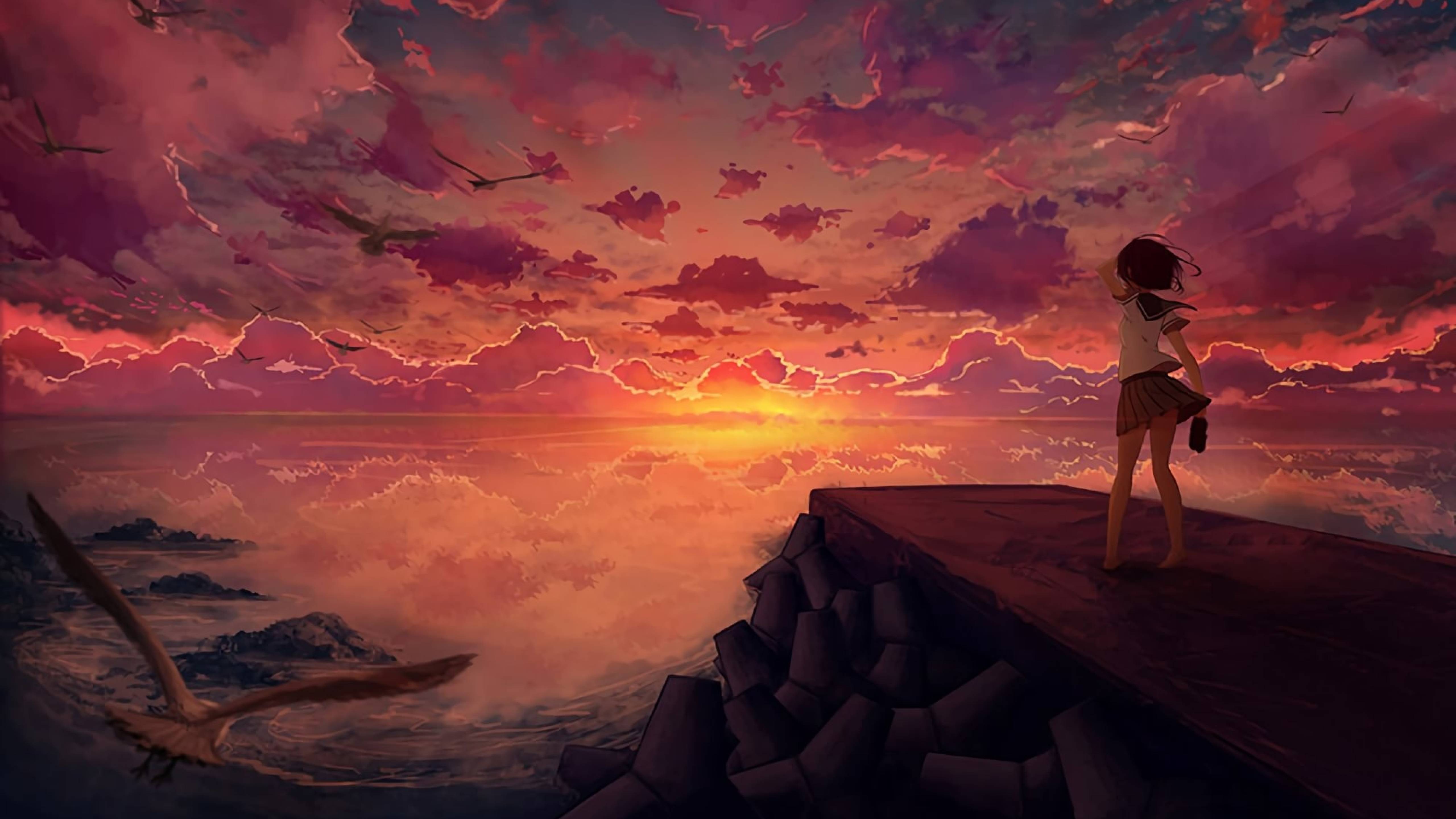 Anime Red Sky Wallpaper Free Anime Red Sky Background