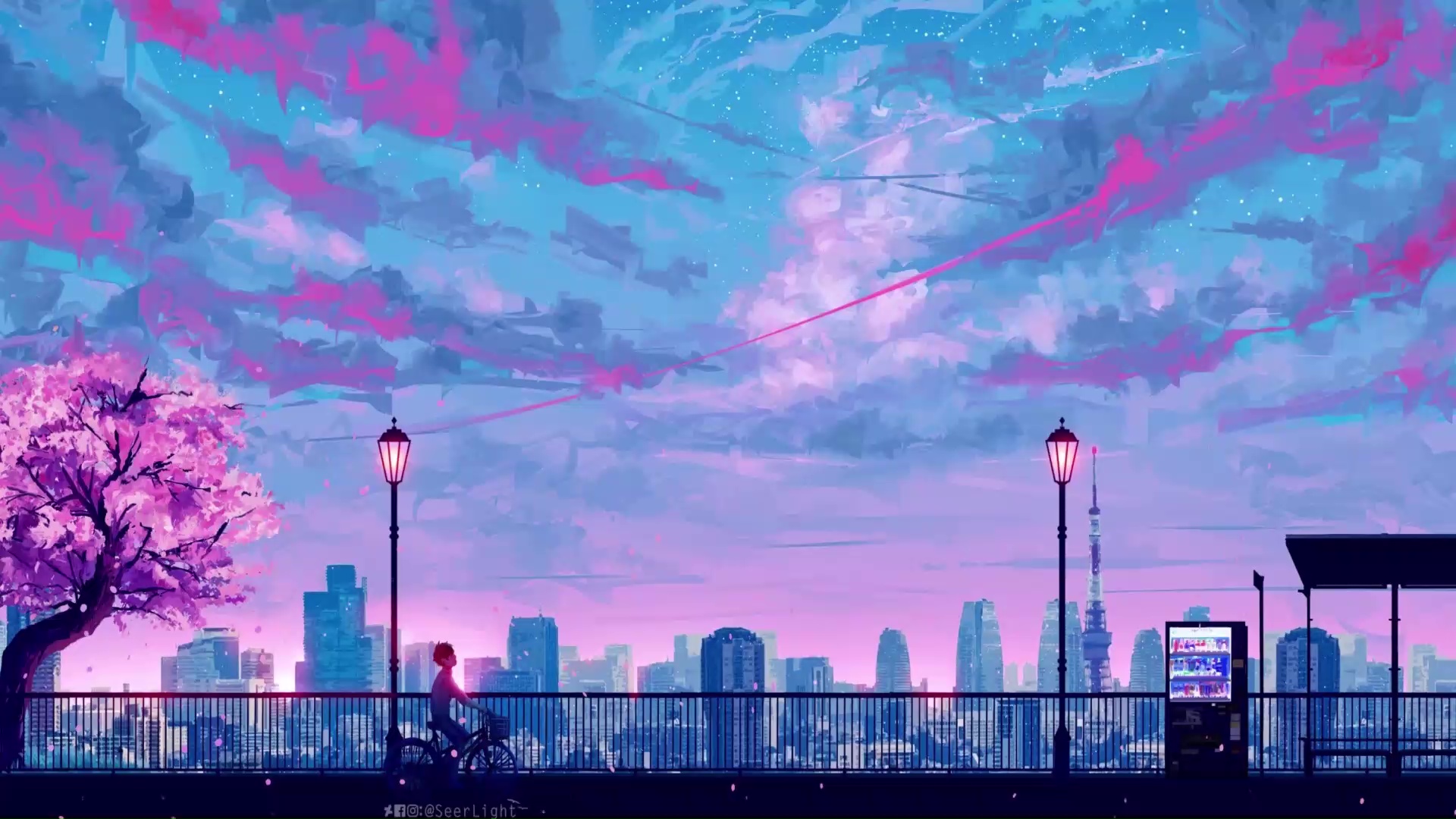 Blue And Pink Sky City Live Wallpaper