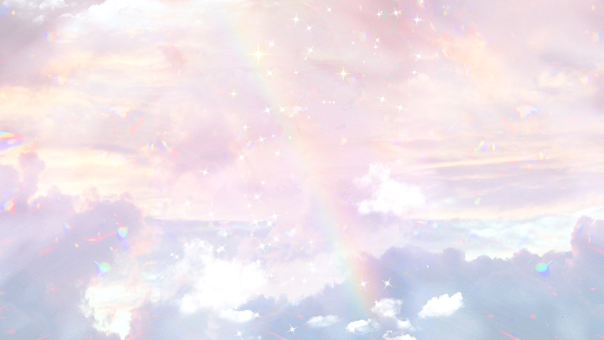 Aesthetic pink desktop wallpaper, rainbow