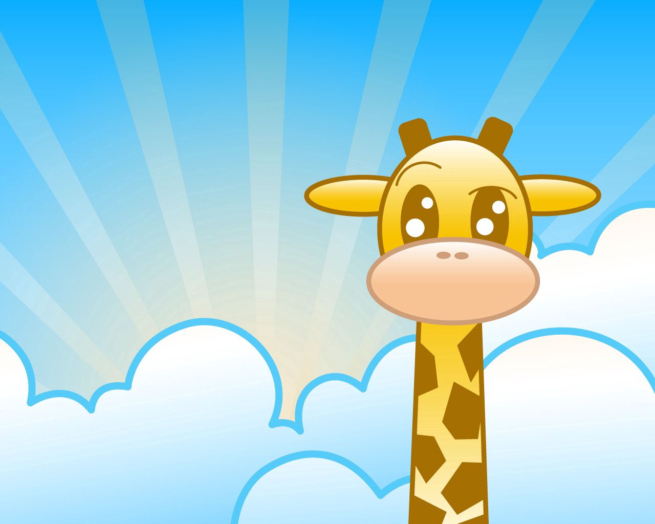 Download wallpaper 1280x1024 giraffe, clouds, lines, drawing HD background