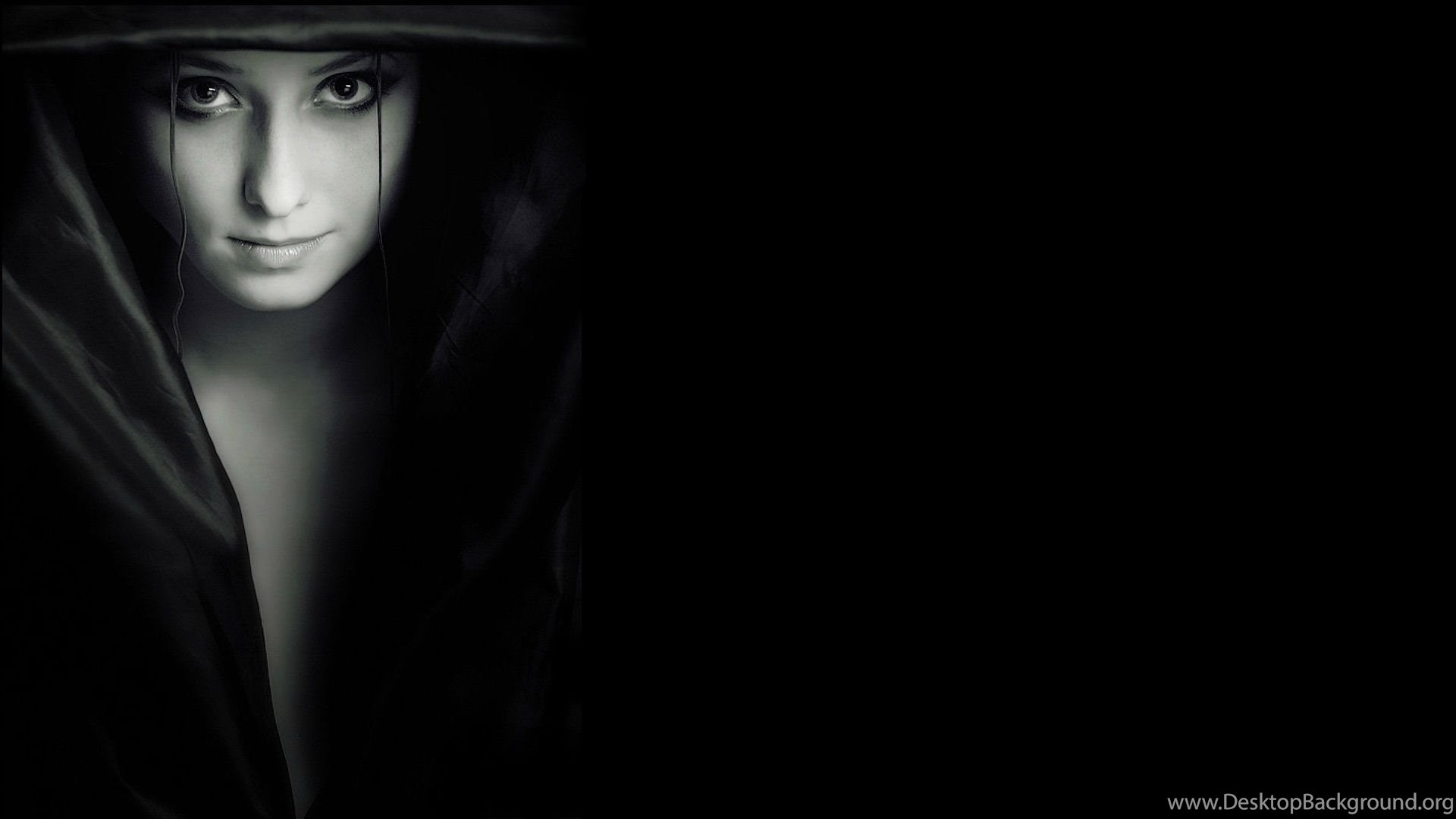 Girl Vampire Dark Black Background Shadow Mood Wallpaper. Desktop Background