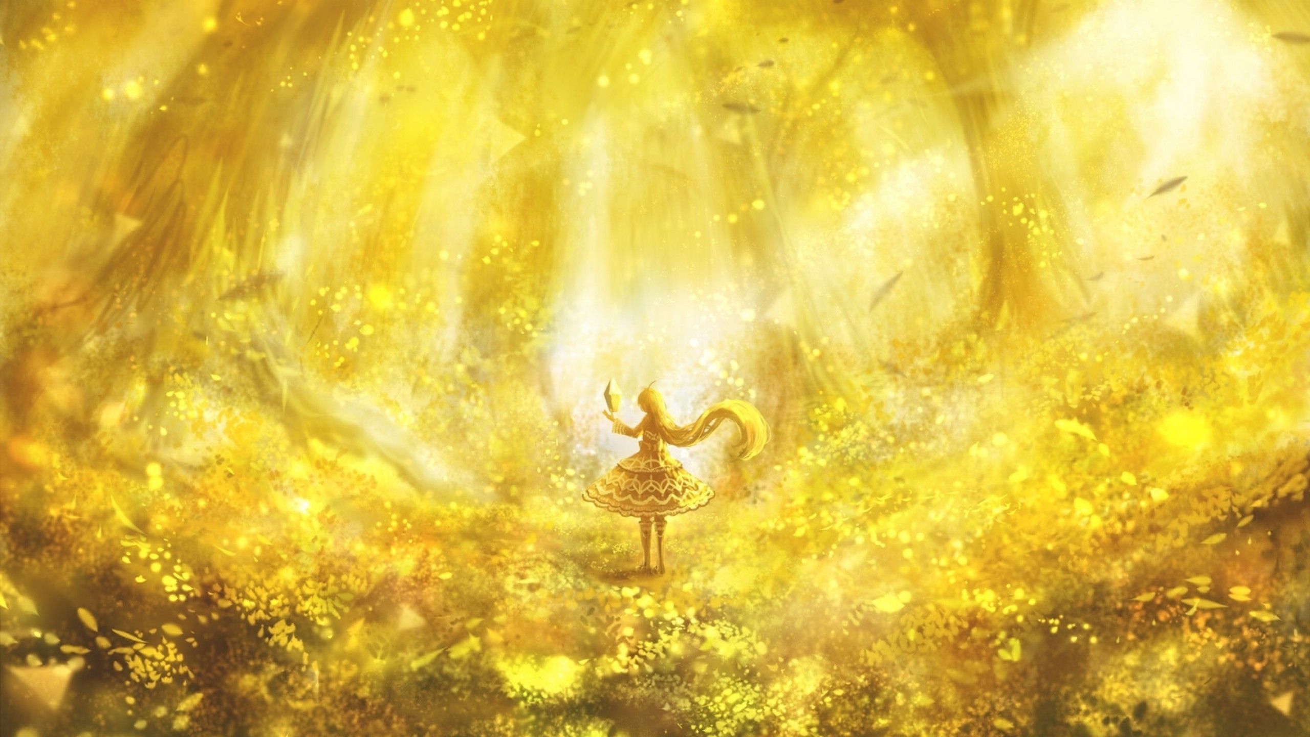 MShare: Anime girl, yellow flowers