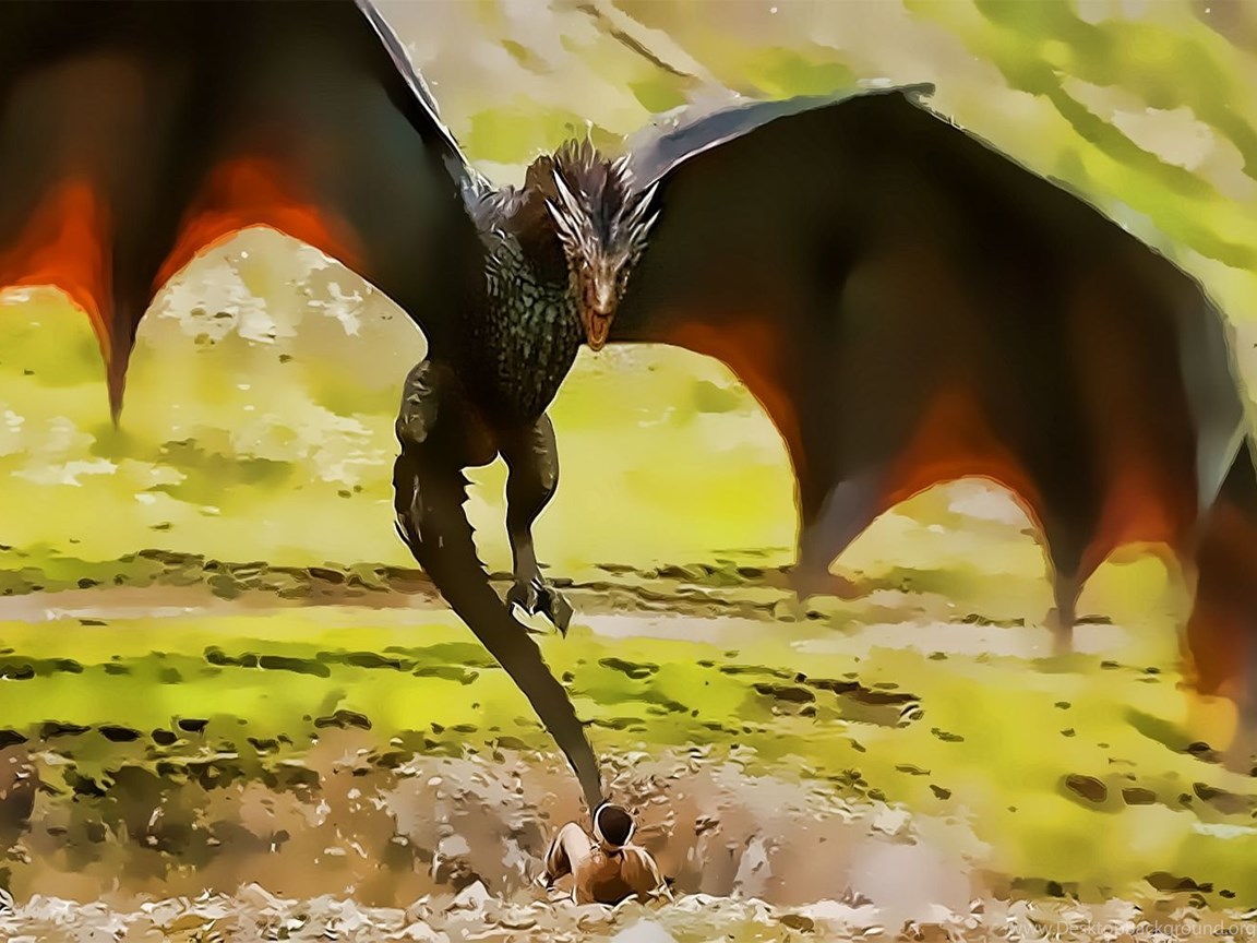 Drogon GoT's Red Dragon Fan Art Wallpaper Desktop Background