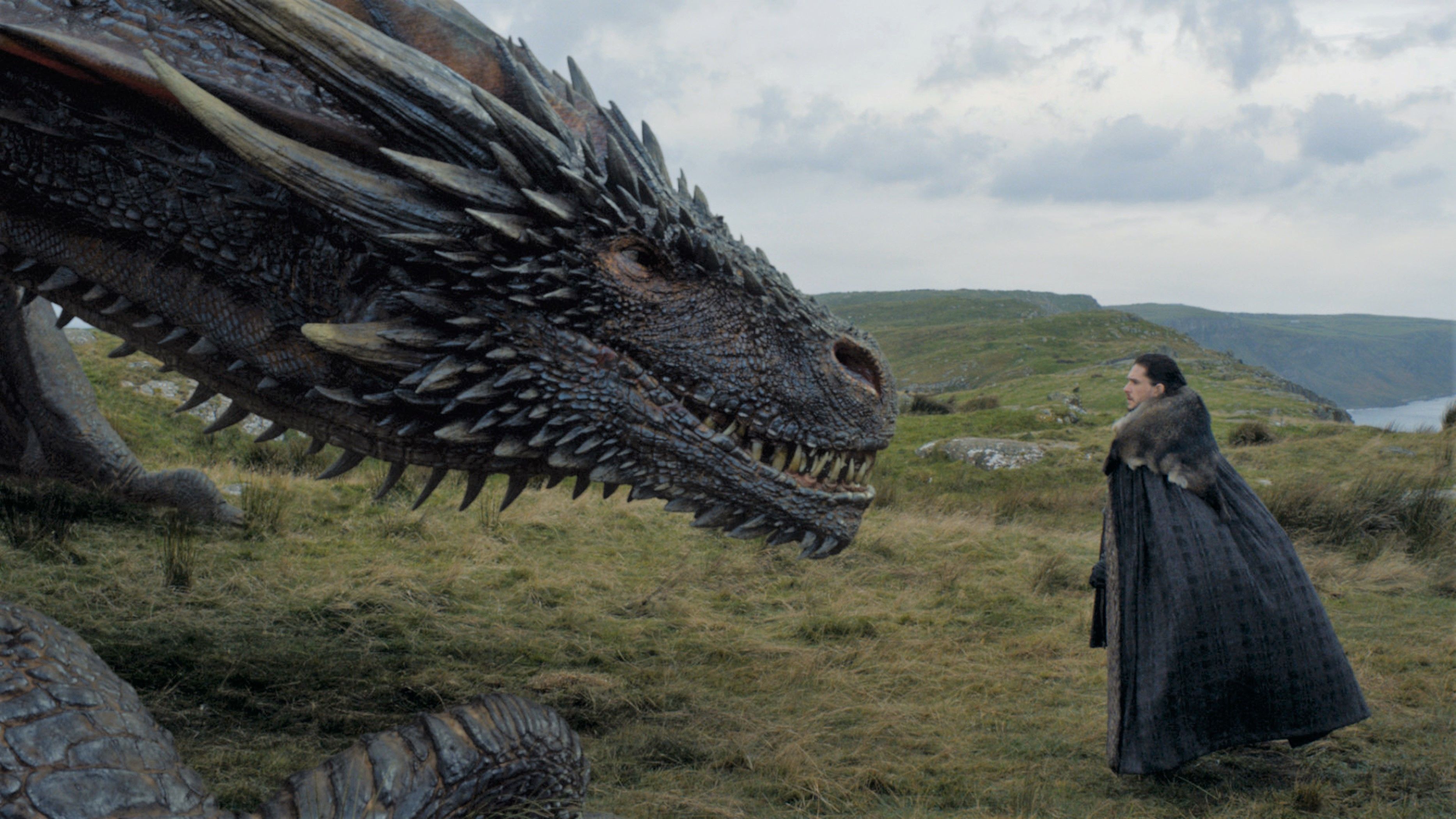 Kit Harington Jon Snow Dragon Drogon Game Of Thrones Wallpaper:3733x2100