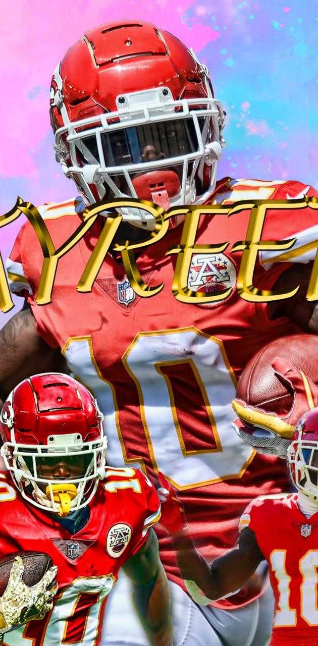 Pro Bowl Tyreek Hill Is Holding Football With One Hand Wearing Red Sports  Dress And Helmet HD Tyreek Hill Wallpapers, HD Wallpapers