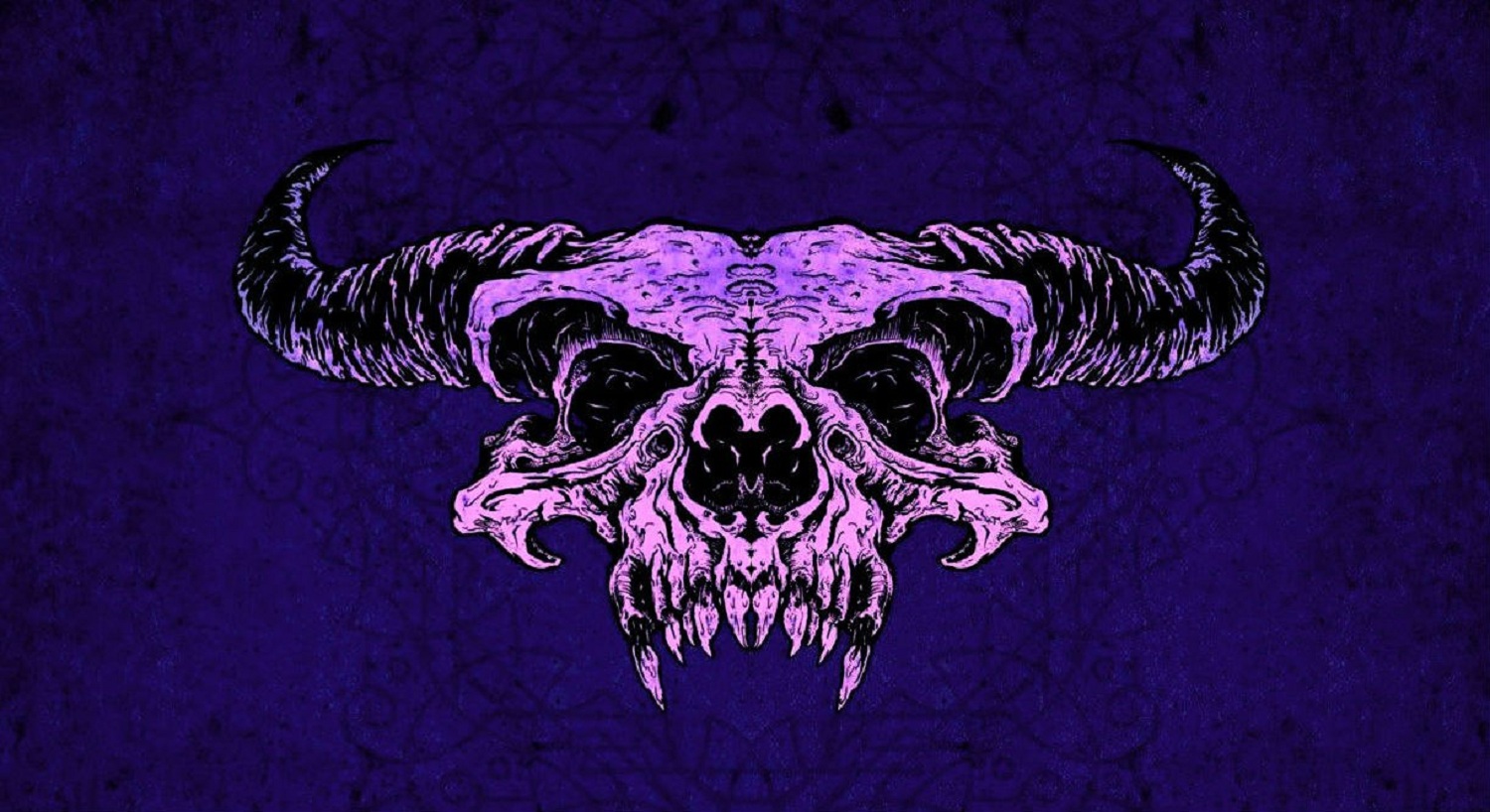 Demon Horns Purple Background Skull Wallpaper:1500x818