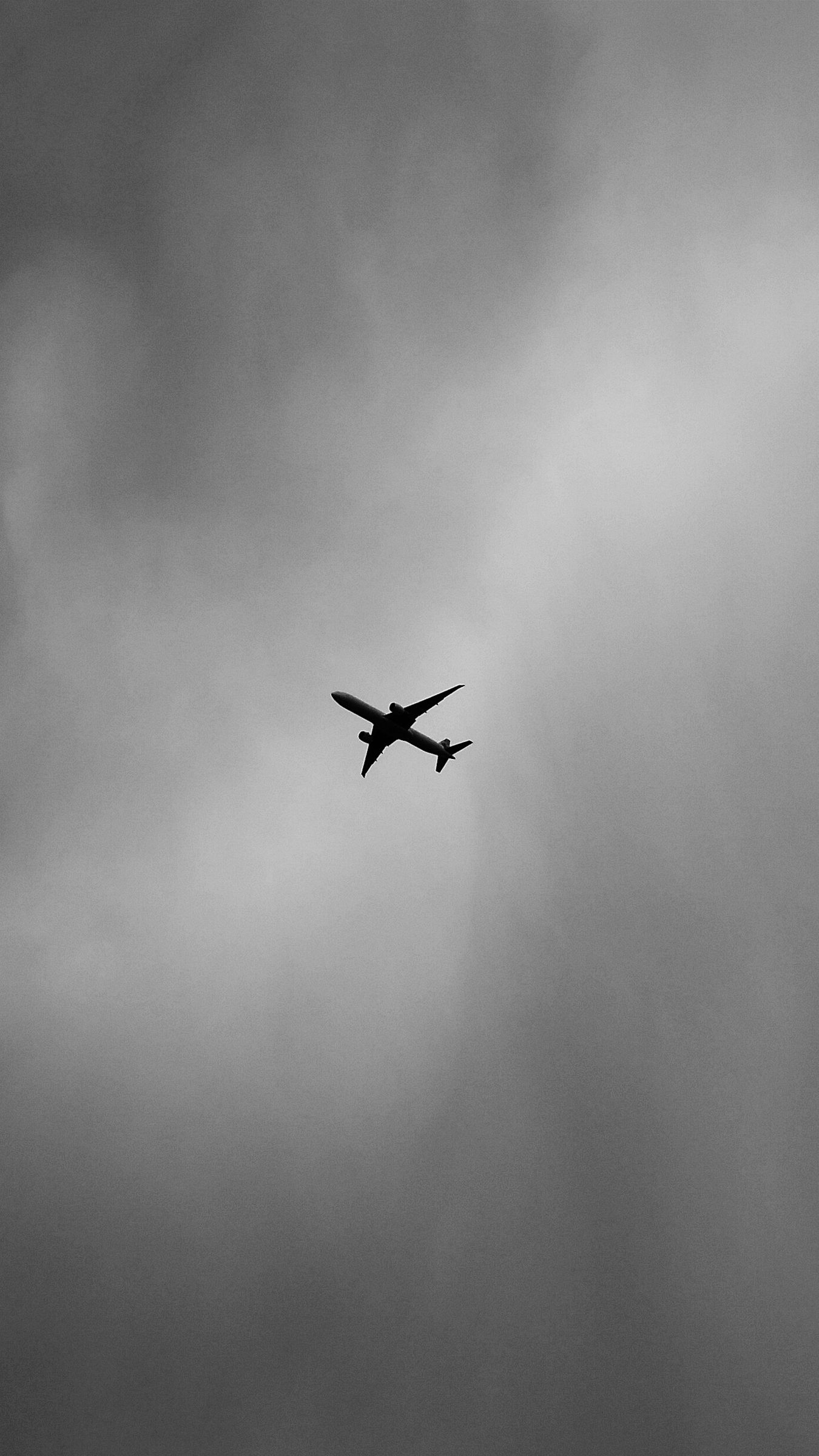 Download wallpaper 1350x2400 airplane, bw, minimalism, flight, sky iphone 8+/7+/6s+/for parallax HD background