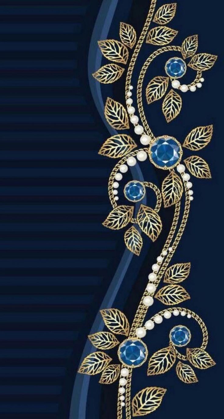 Diamond Wallpaper, Blue and gold flowers. モバイル用壁紙, おしゃれな壁紙背景, 年賀状 デザイン