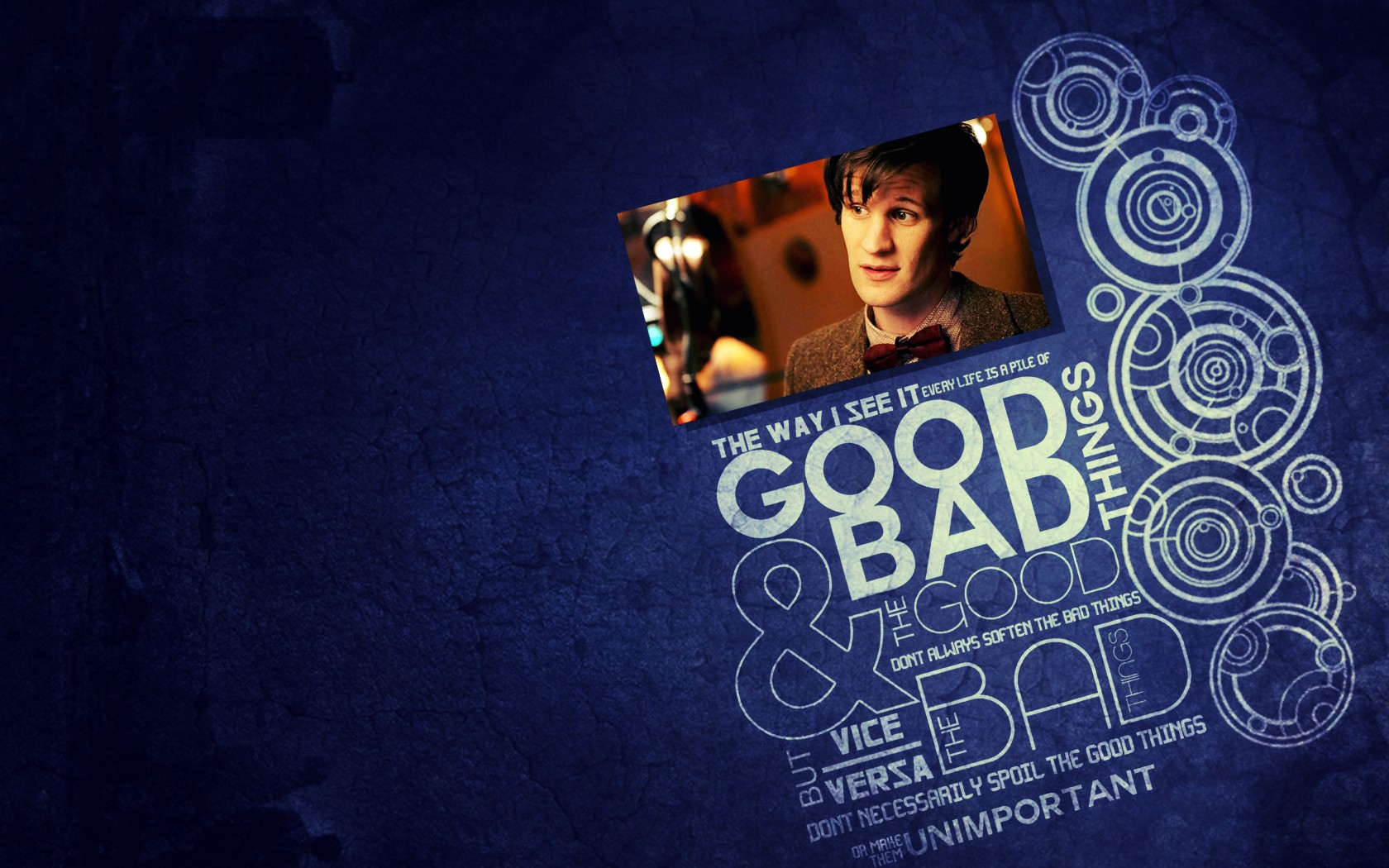Quotes Matt Smith circles typography Eleventh Doctor Doctor Who blue background wallpaperx1050