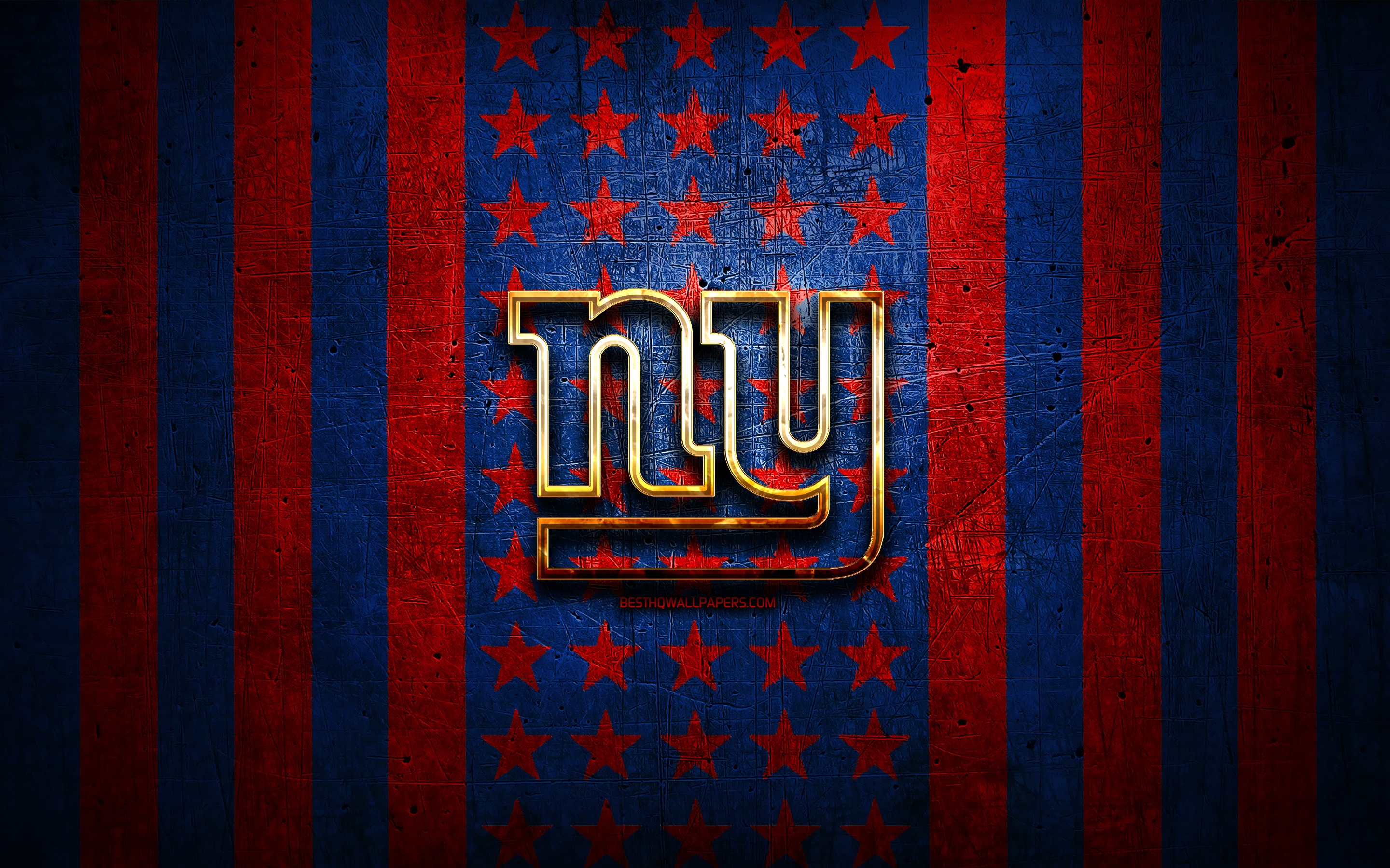 Download wallpaper New York Giants flag, NFL, blue red metal background, american football team, New York Giants logo, USA, american football, golden logo, New York Giants, NY Giants for desktop with resolution