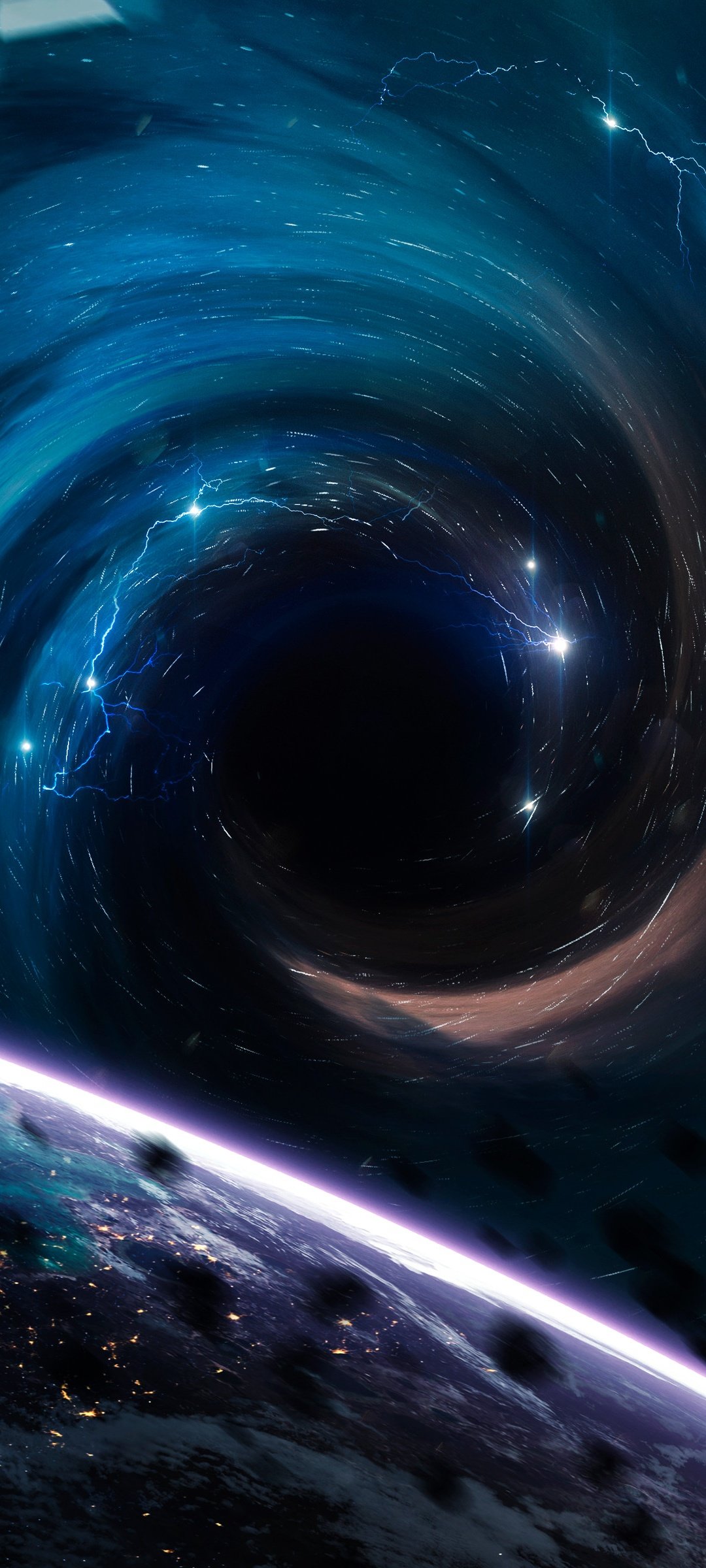 Black hole Wallpaper 4K, Planets, Horizon, Asteroids
