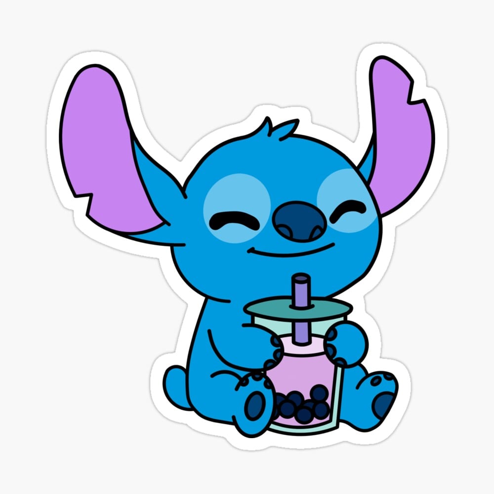 Stitch With Boba Tea Wallpapers
